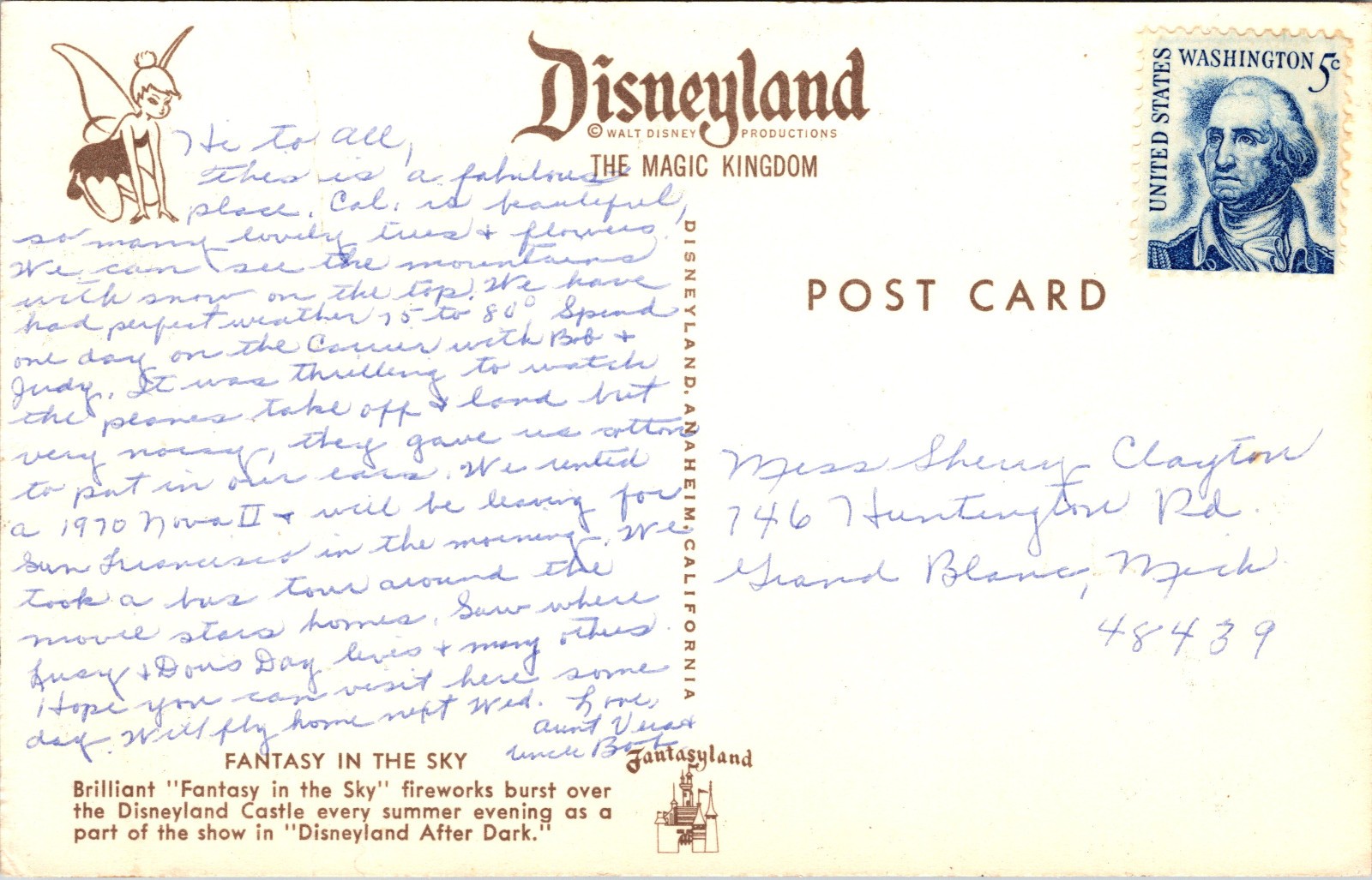 Vintage Disneyland Postcards lot of 4