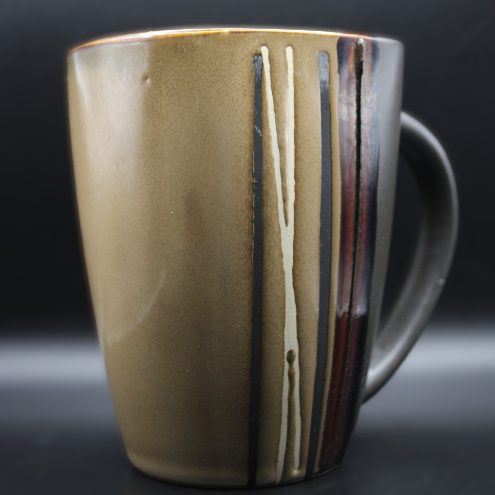 Better Homes and Gardens Bazaar Brown Coffee Mug Cup Brown/Tan Stripe Textured
