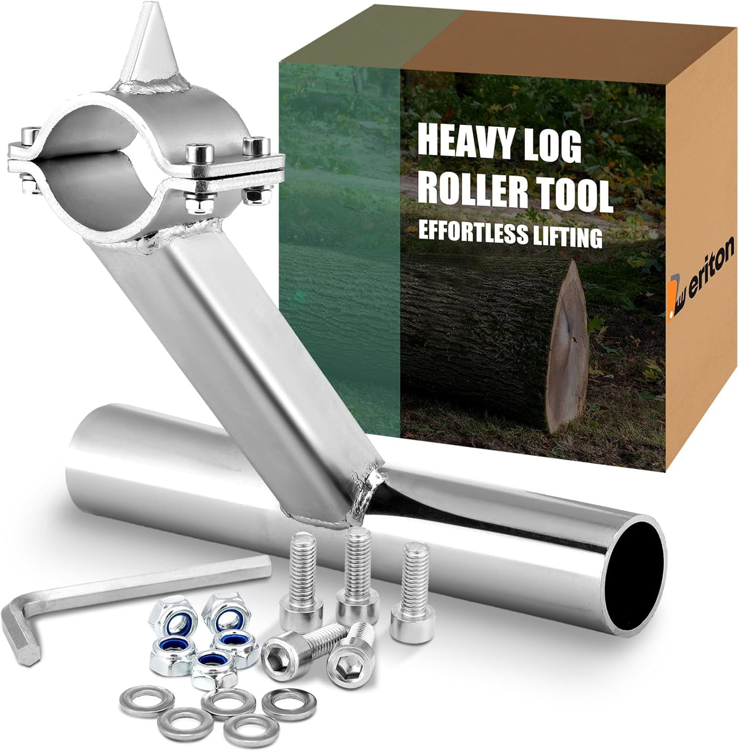 Log Stand Jack with Peavey Roller Tool Lifter for Efficient Log Cutting