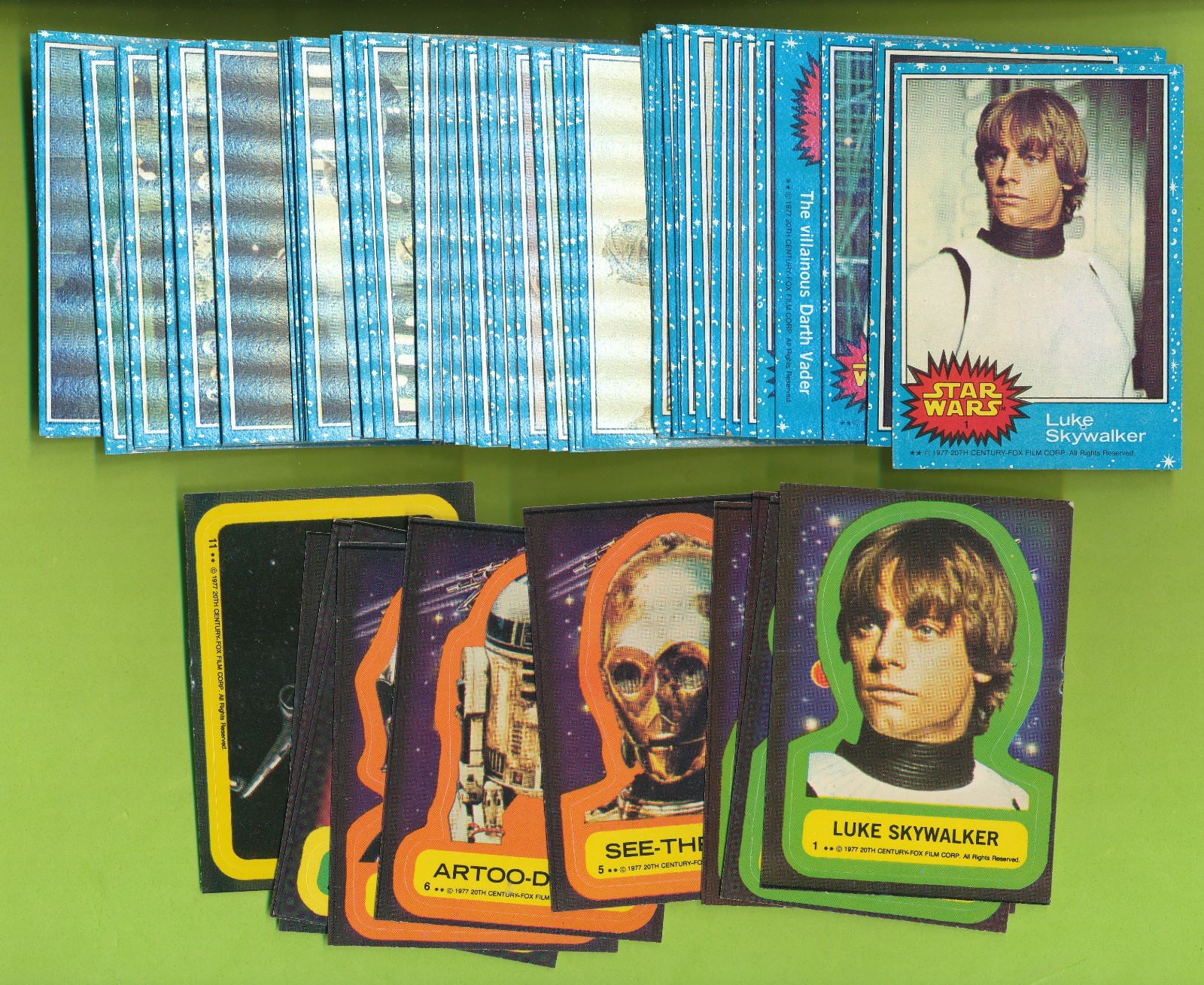 1977 Topps Star Wars Series 1 Blue Complete Set 66 Cards With Stickers (66 +11)