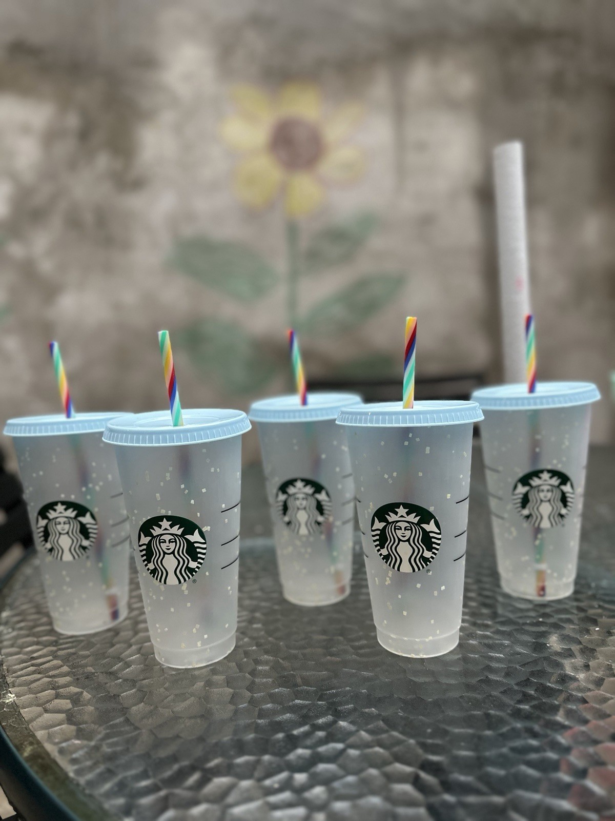 5 Starbucks Confetti Color Changing CupsRainbow Straw Pride Summer 2020 Reusable