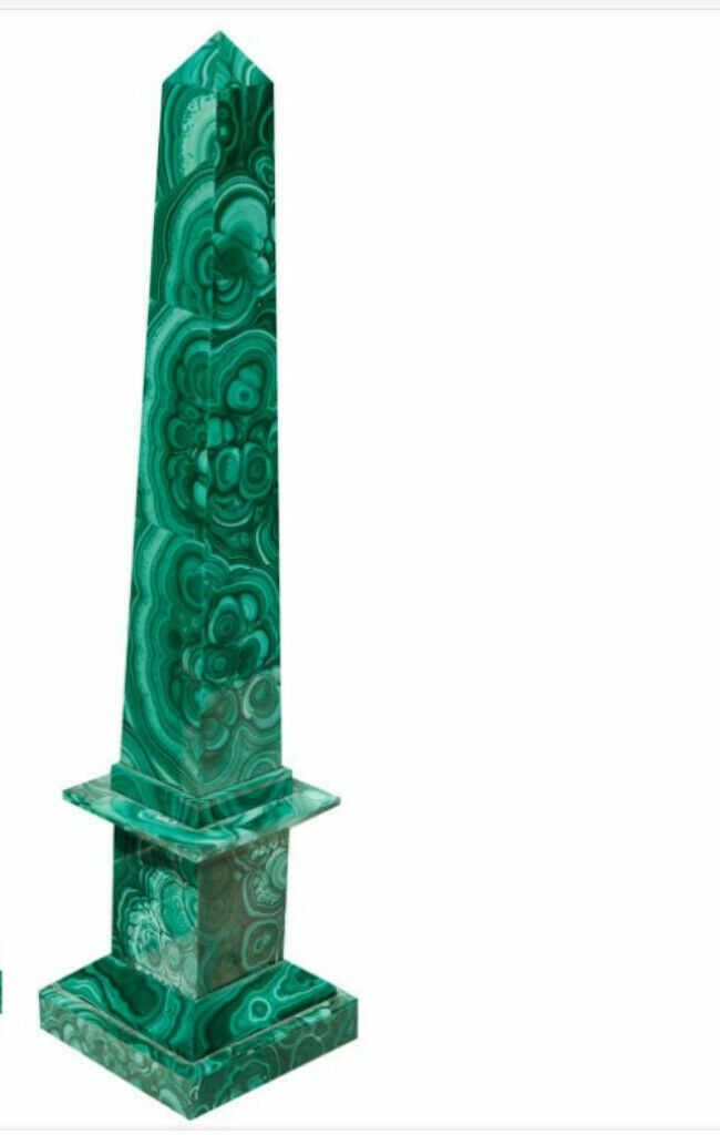 12″ Marble Obelisk green malachite Pietra Dura Mosaic Inlay antique decor 3
