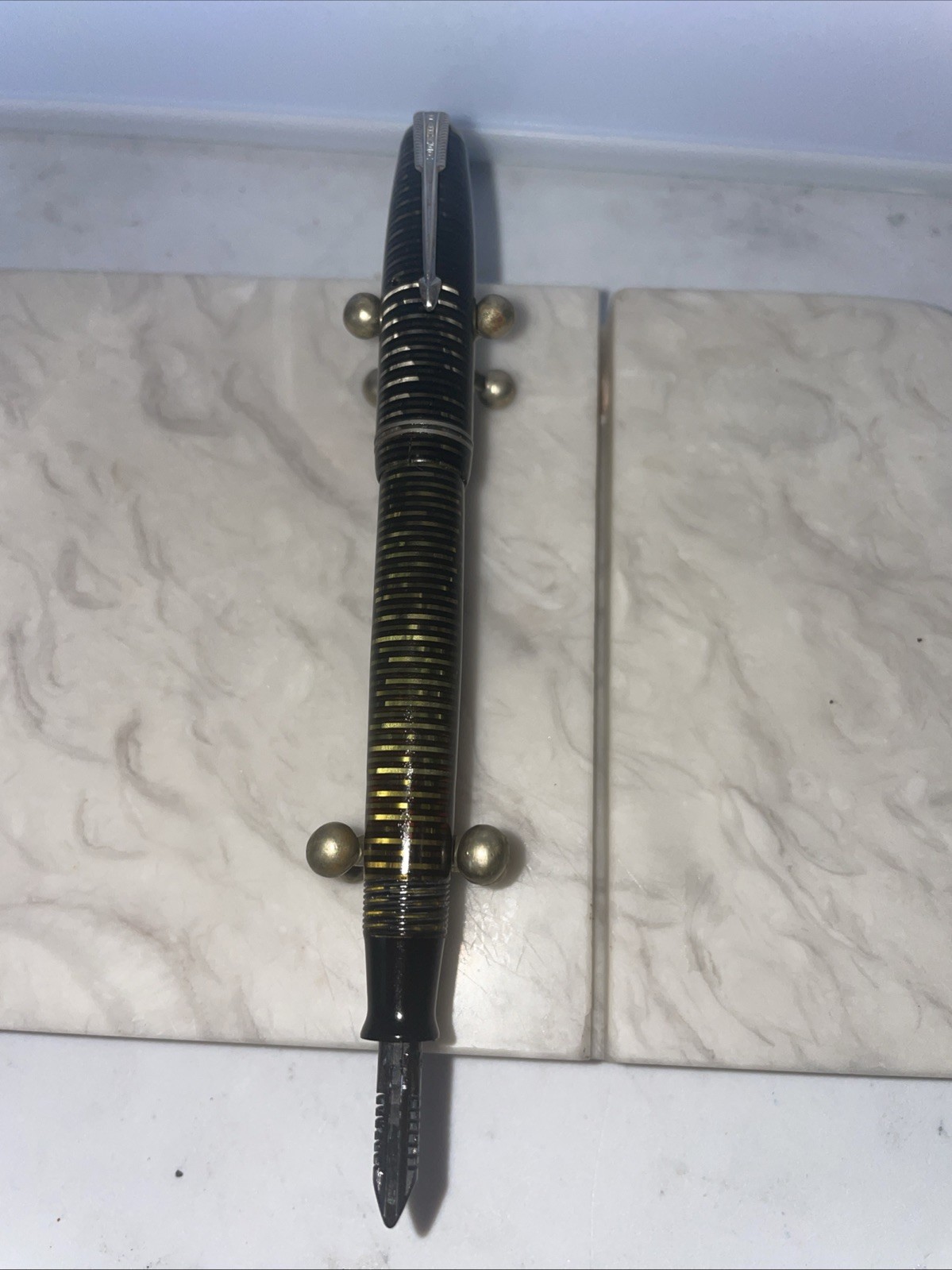 1950 Parker Silv Pearl Vacumatic Major Fountain Pen W/NO NIB Needs Nib&Diaphragm