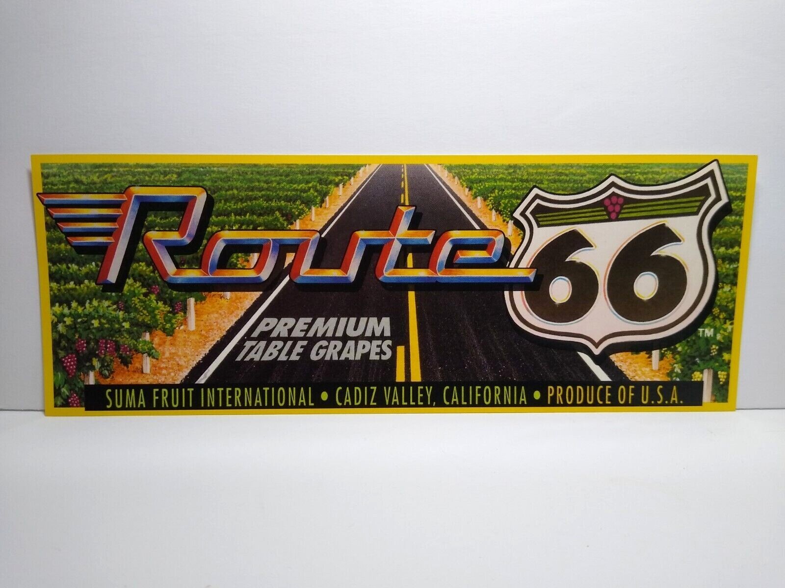 Route 66 Table Grapes Fruit Crate Label 1960’s Vintage Famous Highway Roadway