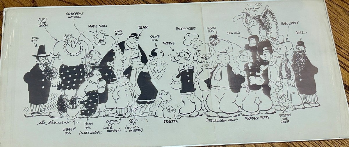 “Popeye” Cartoon Show, Cast Model Sheet, 1948 era
