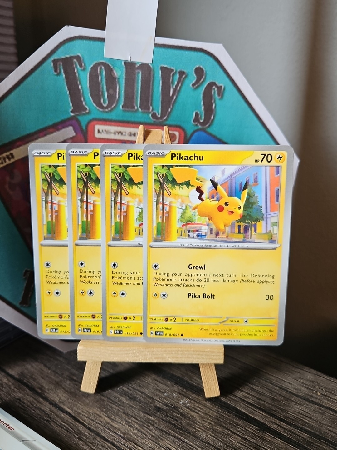 4 X Pikachu – 018/091 – Common – Scarlet & Violet: Paldean Fates – Pokemon