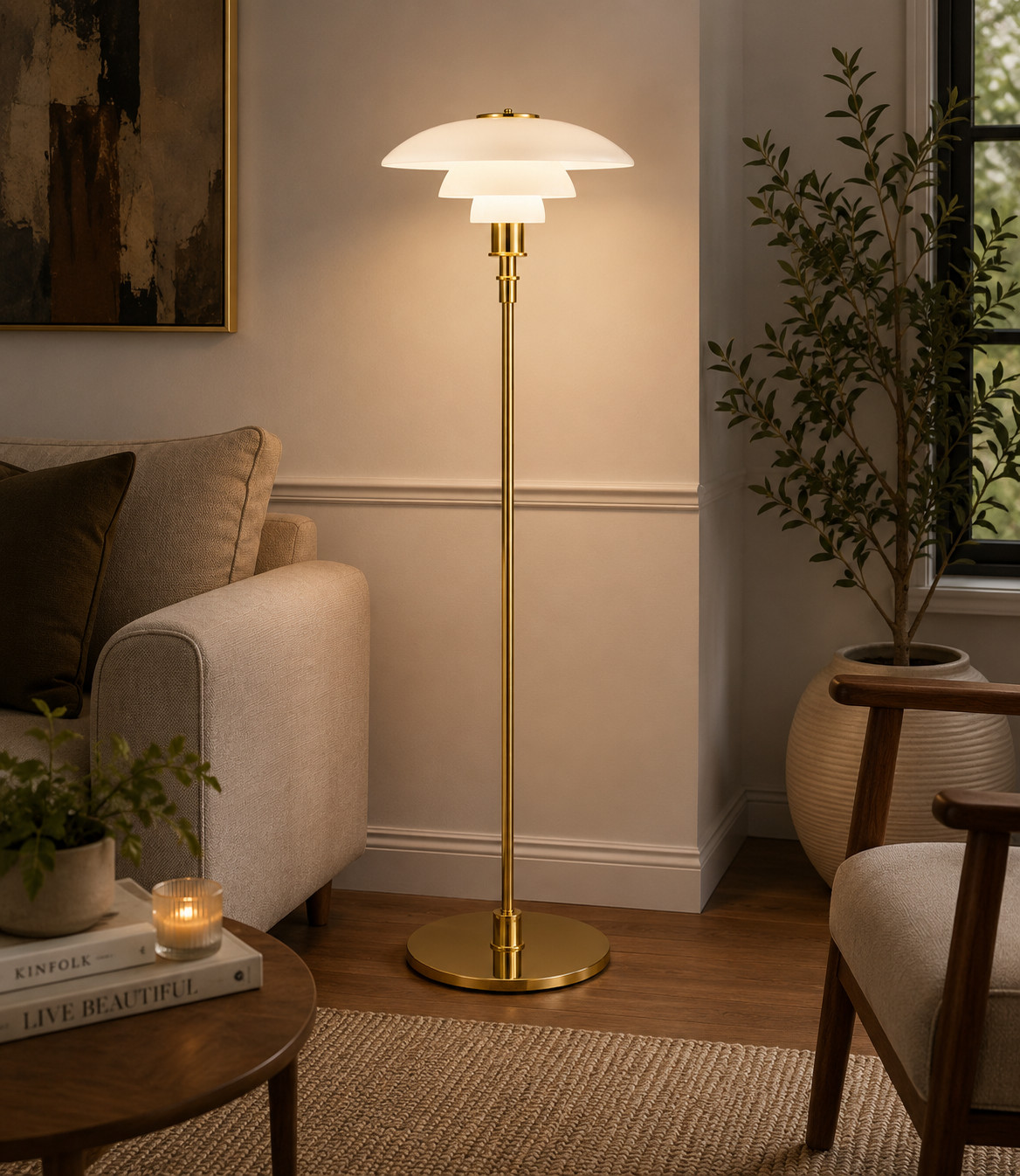 Art Deco Floor Lamp Inspired by Poul Hemingsen’s PH-3 1/2-2 1/2 Design in 1924