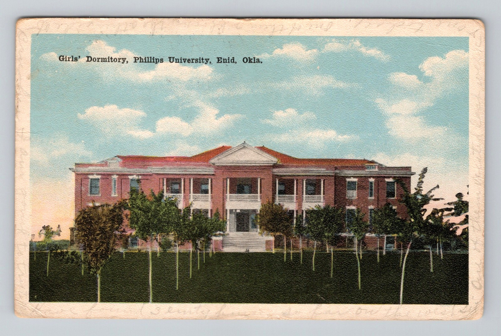 Postcard Girl’s Dormitory Phillips University Enid Oklahoma College Street View