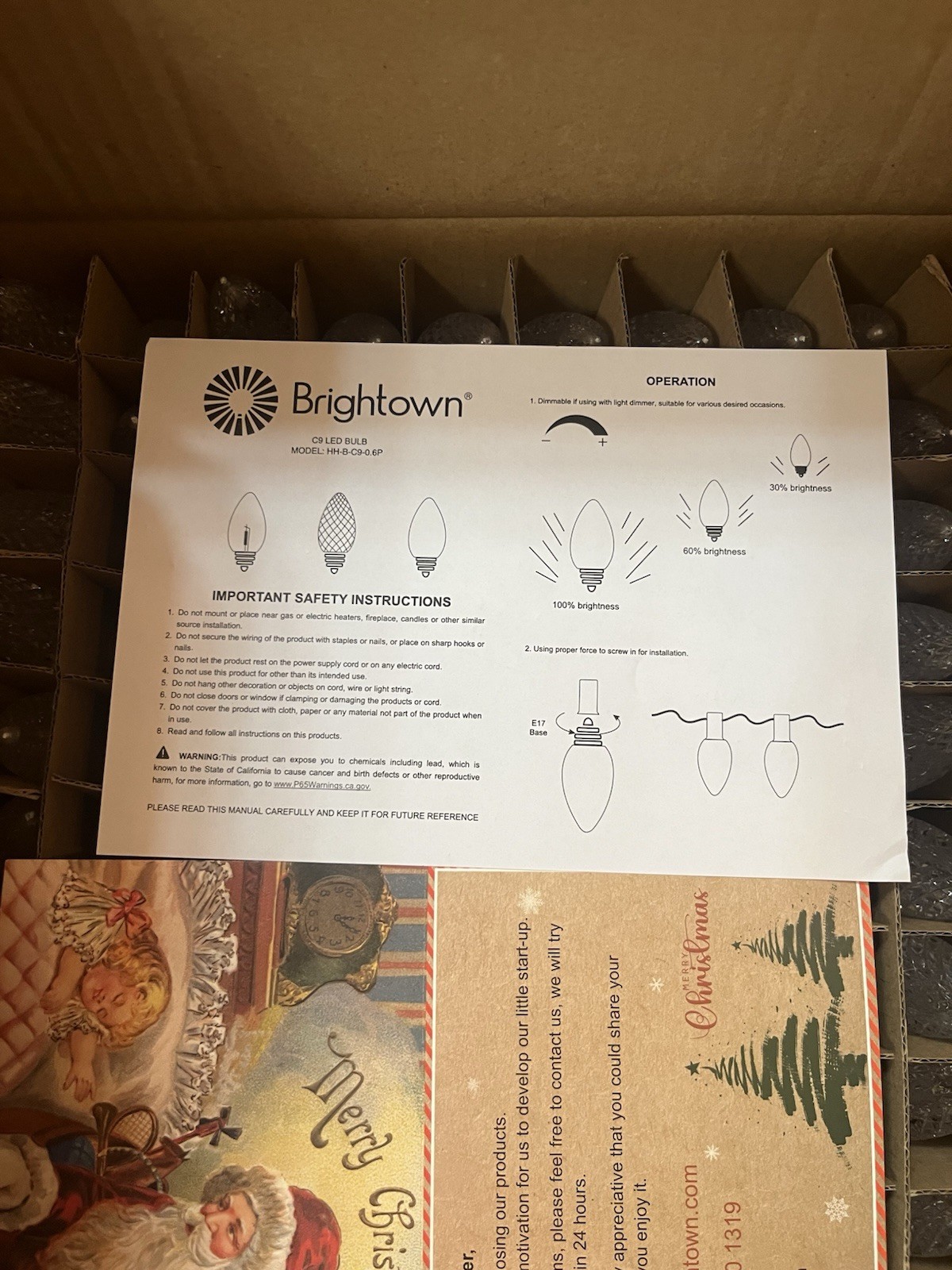 Brightown 100 Pack C9 LED Replacement Christmas Light Bulbs Shatterproof E17