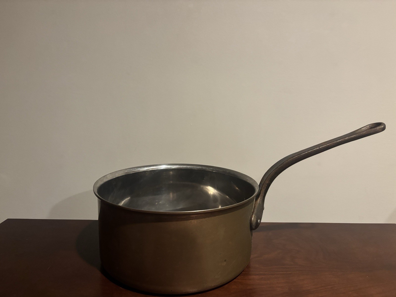 Vintage Matfer Bourgeat Copper Sauce Pan Pot Brass Handle Made in France Heavy