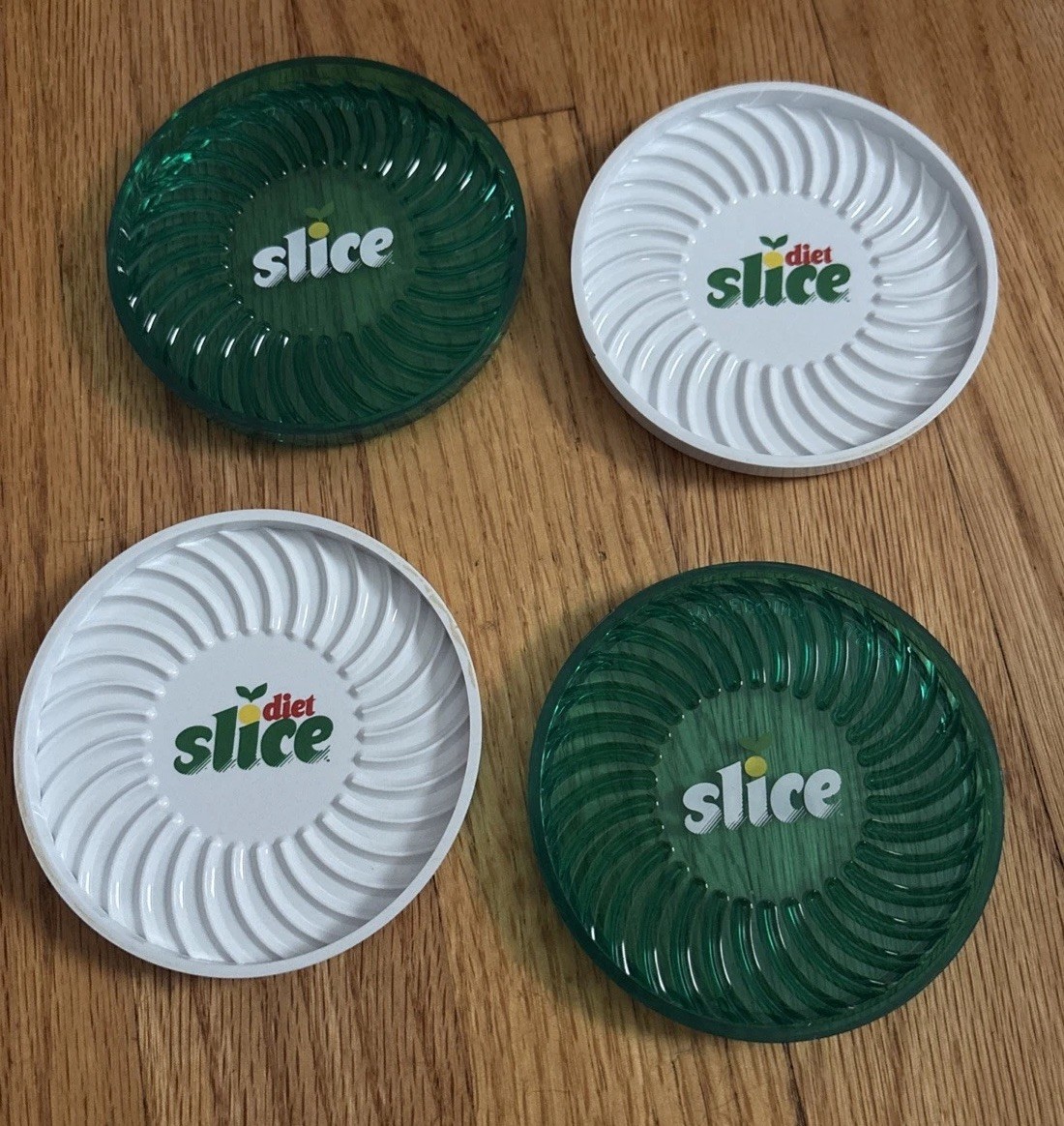 Vintage Slice Diet Slice Table Coasters Green White Merch Promo Rare