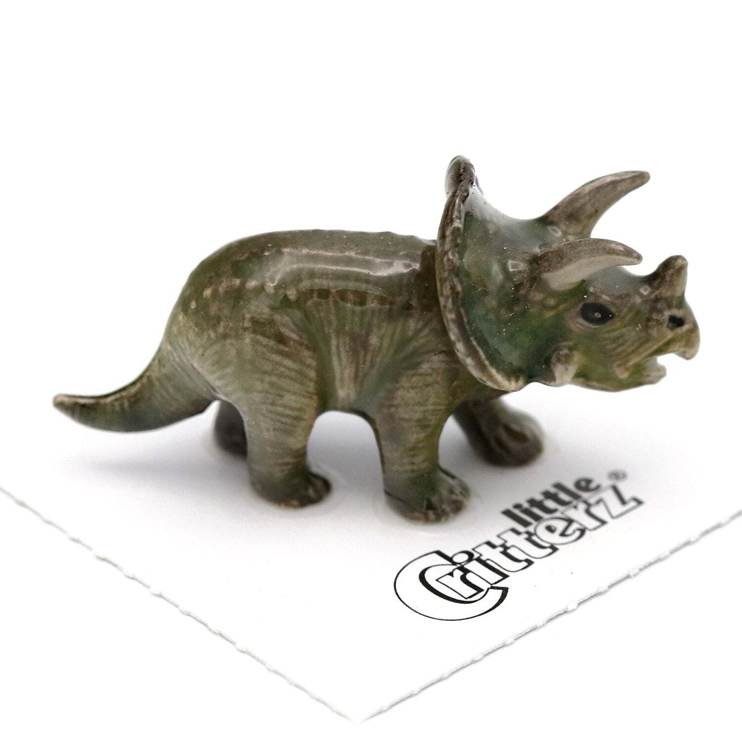 Little Critterz Triceratops “Frill” Forest Animal – Miniature Porcelain Figurine