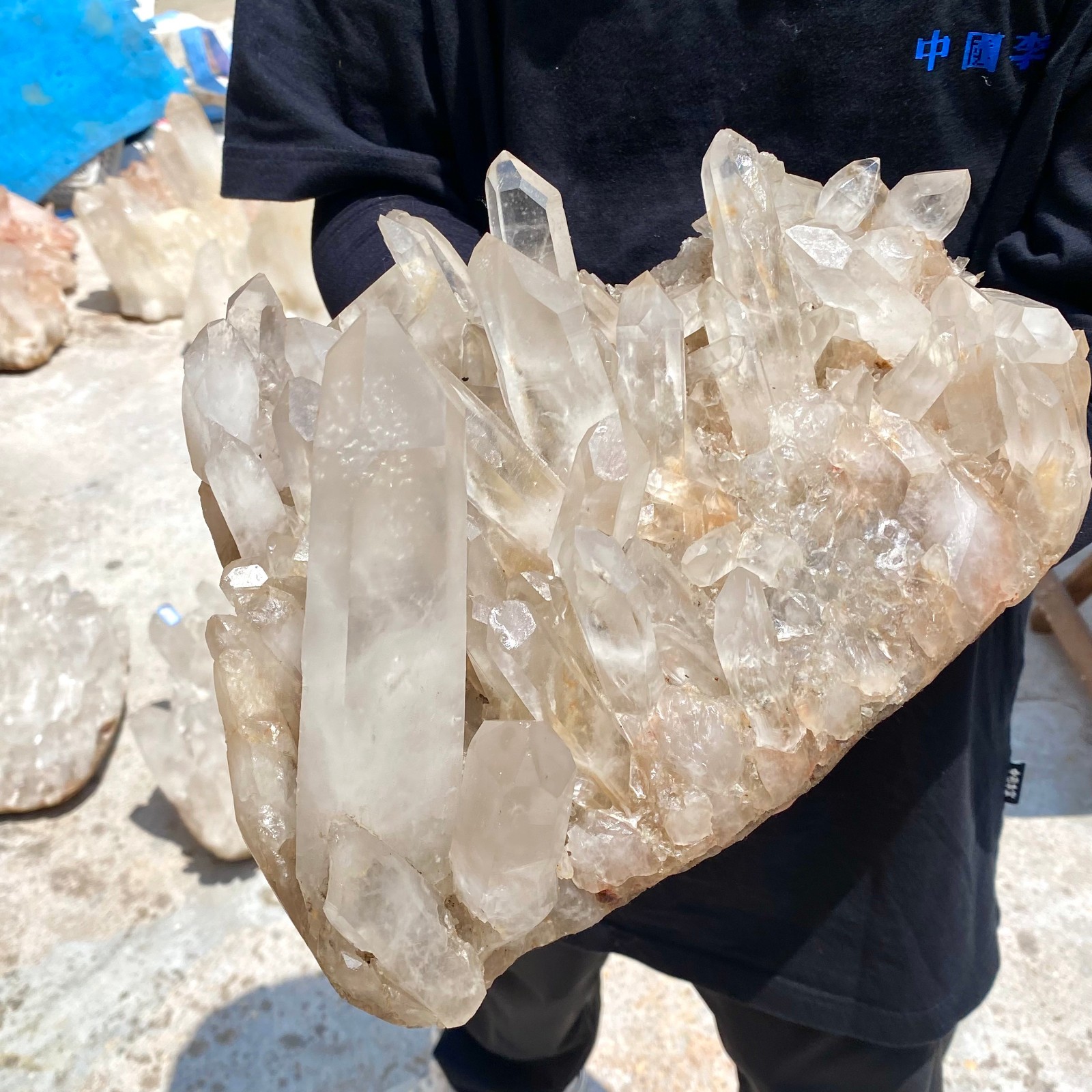 16.17LB Large Natural clear white Quartz Crystal Cluster wand point healing.