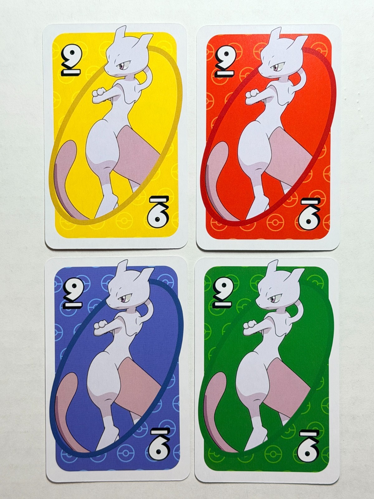 Mewtwo 2021 Pokemon UNO Japanese Complete Rainbow Lot (4) Red Green Yellow Blue