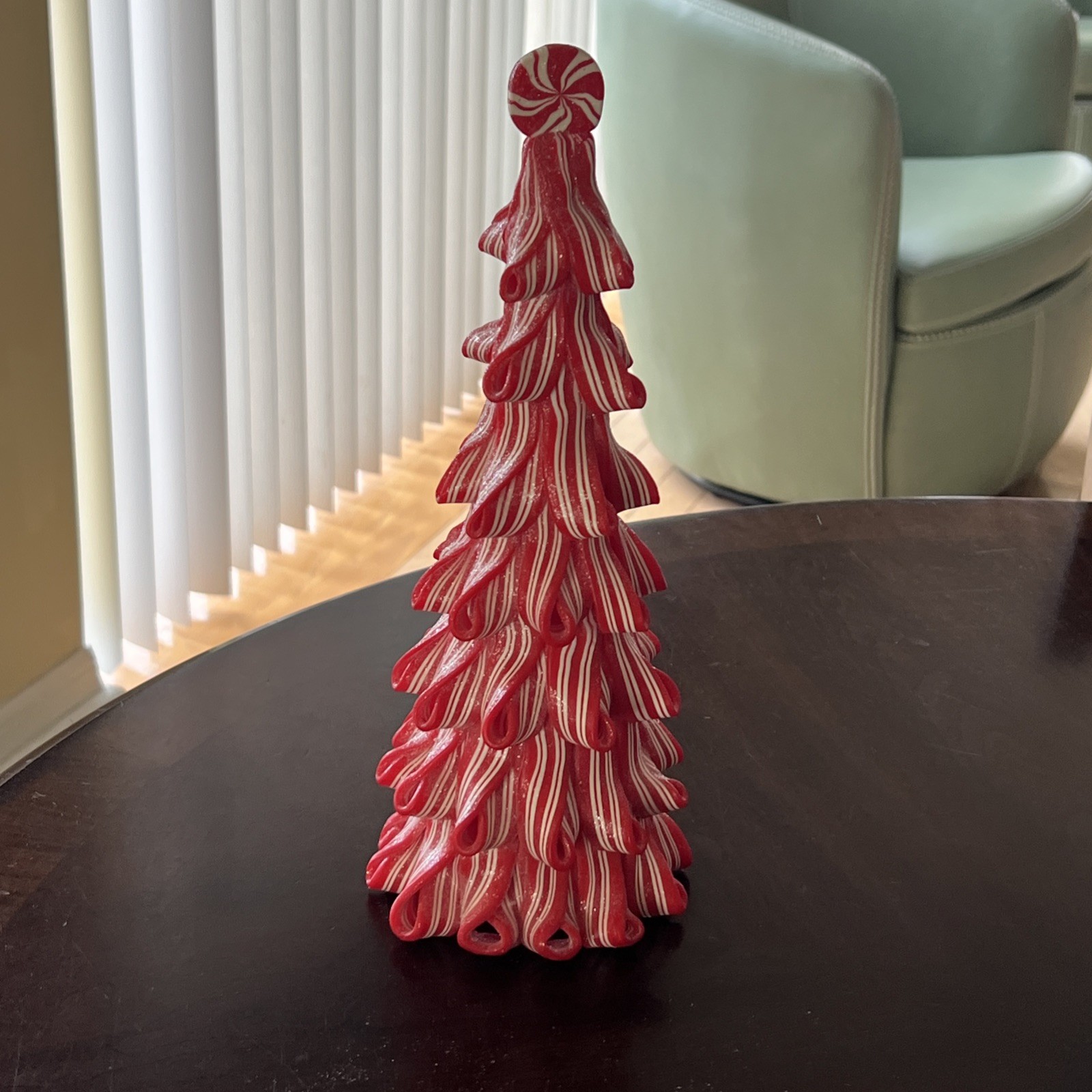 Red And White Peppermint Candy Christmas Tree Table Decor – 12”