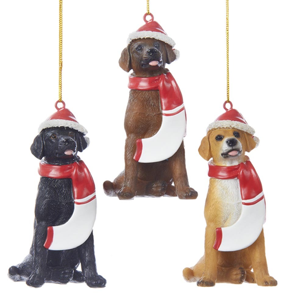 Yellow Labrador Resin Santa Ornament 3.9 Inches