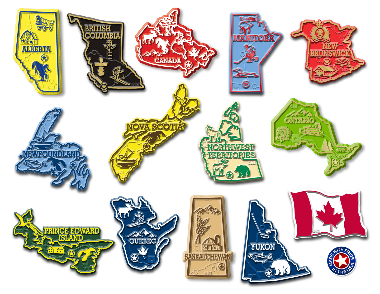 Canada Magnet Set by Classic Magnets, 14-Piece Set