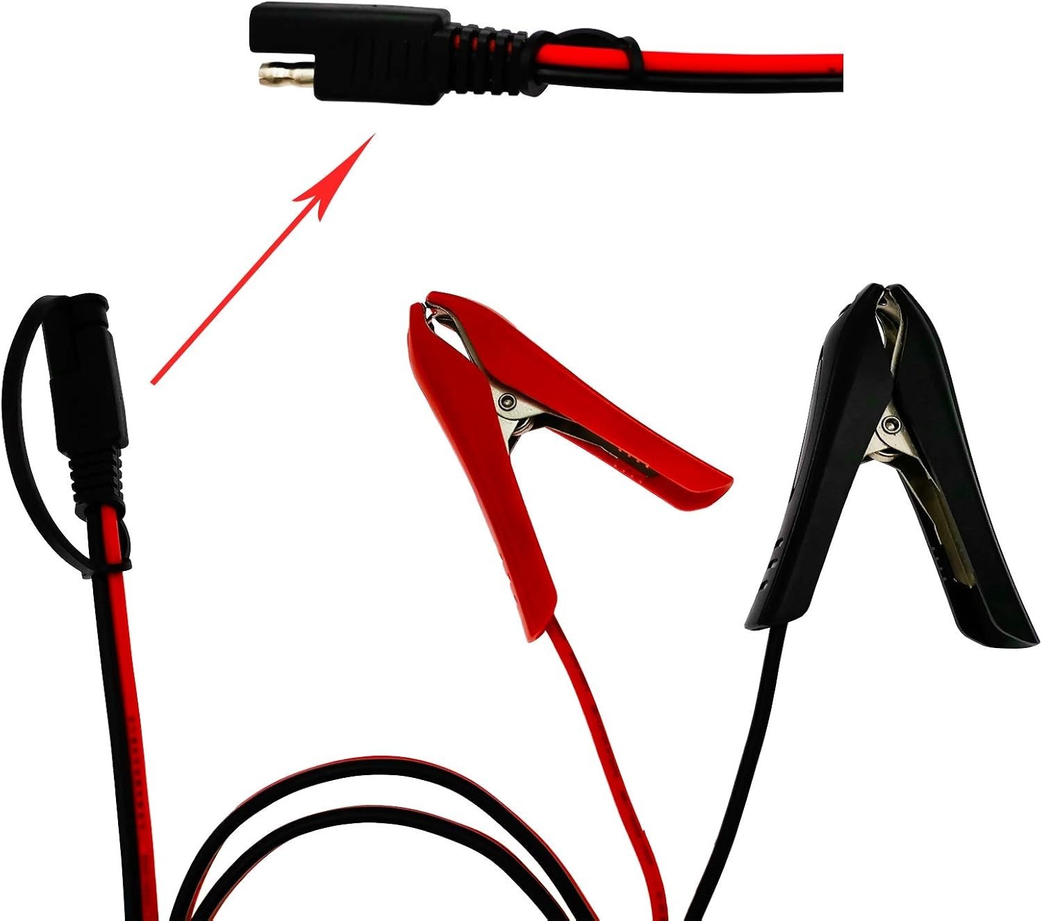 Updated 3.2FT Battery Clip Cable with Weatherproof SAE Connector for 120W Power