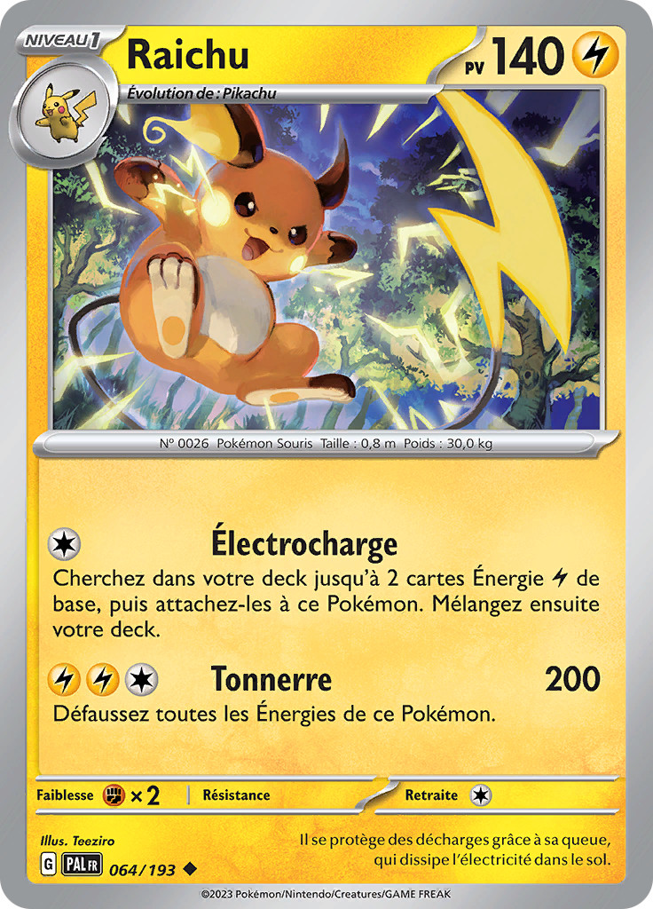 Pokemon Card Raichu 064/193 Uncommon Evolutions in Paldea