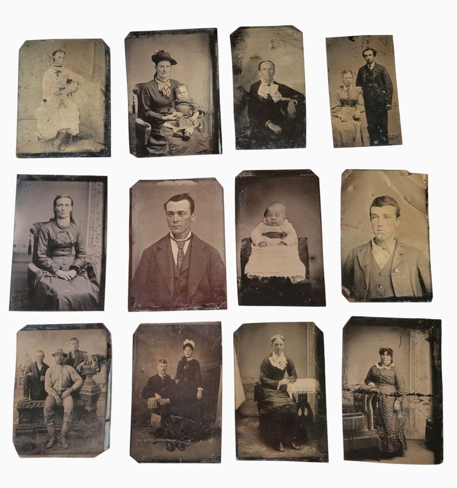 Antique Tintype Americana Portraits Mixed Lot of 12 Photographs