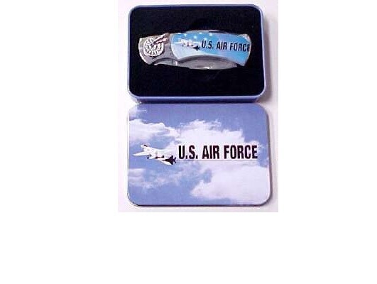 U.S. Air Force Collector Pocket Knife Folder in Metal Display Case