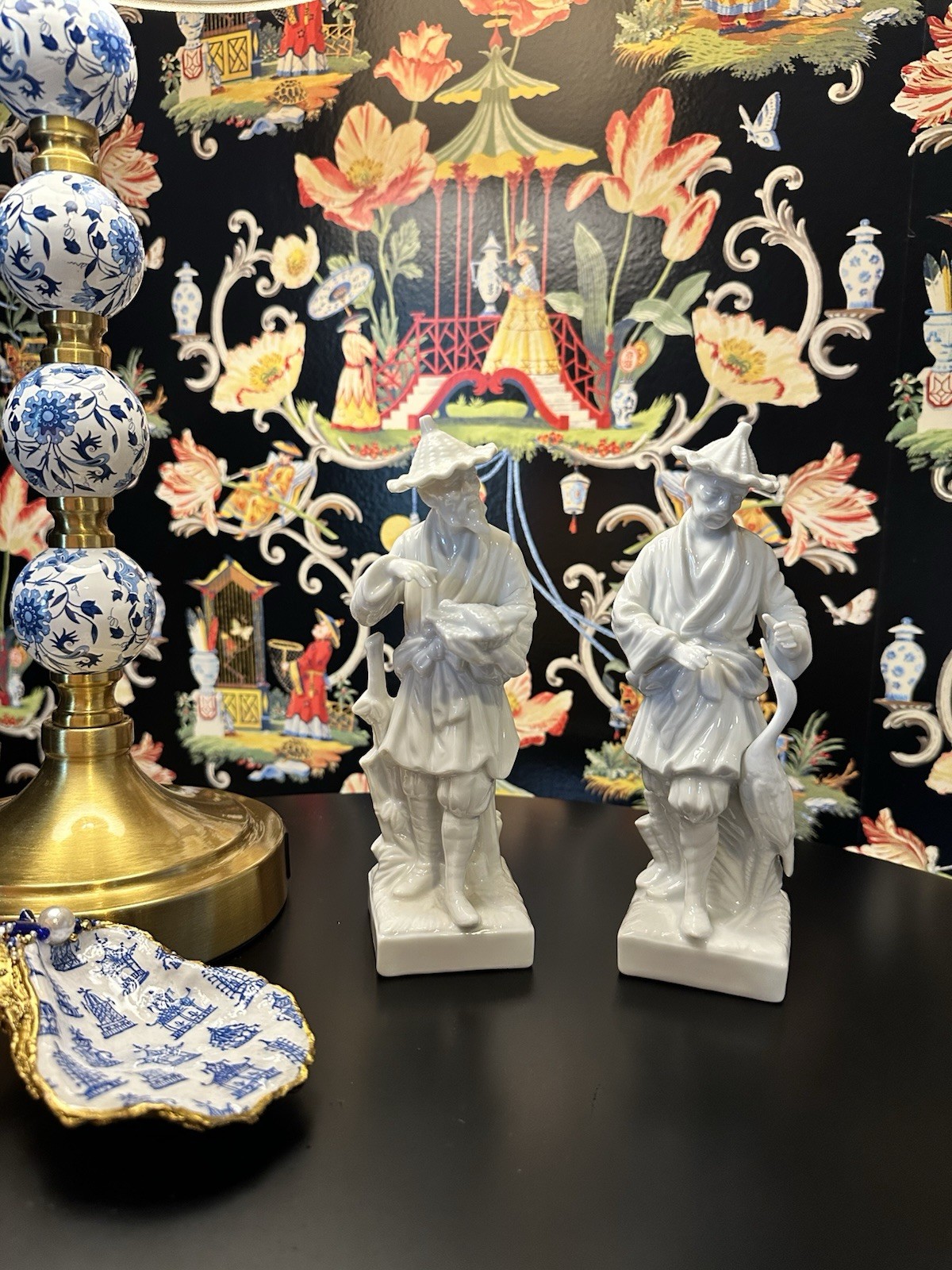 VTG FITZ & FLOYD FIGURINE BLANC DE CHINE WHITE PORCELAIN ASIAN FIGURINES