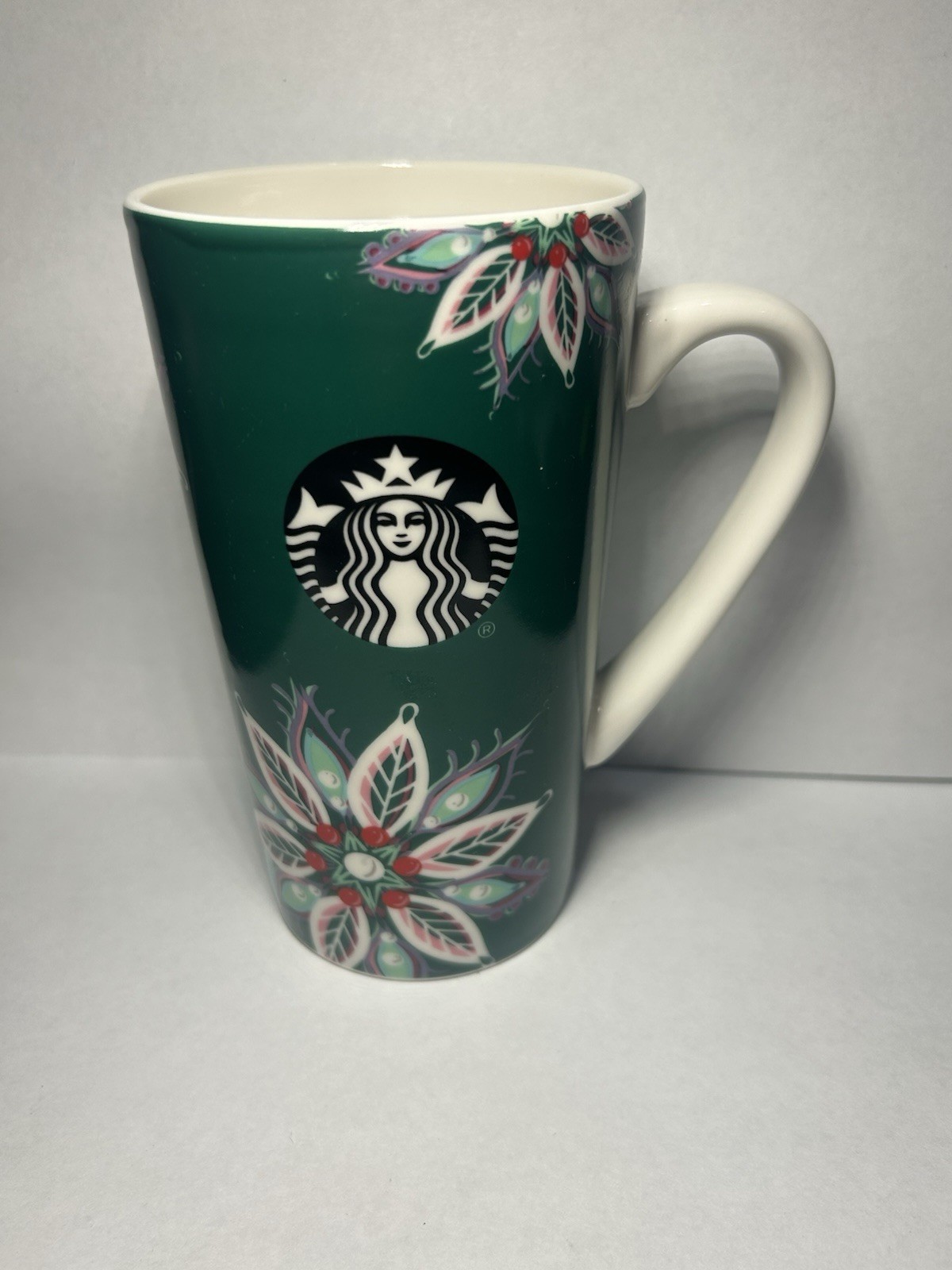 Starbucks 2020 Green Holiday Snowflake 14 oz Ceramic Coffee Mug Christmas Cup