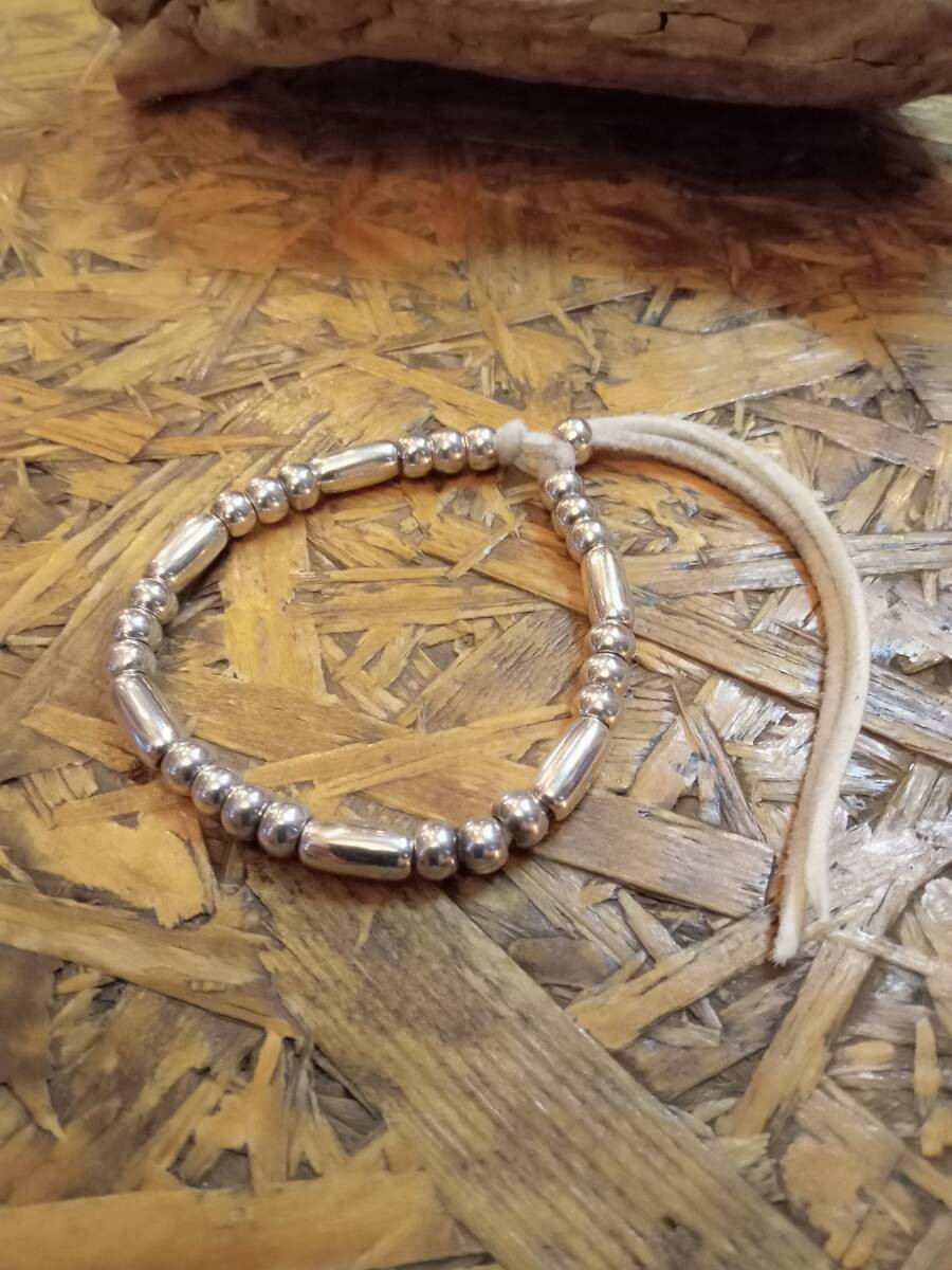 925 Silver Beads Set, Round & Pipe Beads, Solid Silver, L Size, Heavy