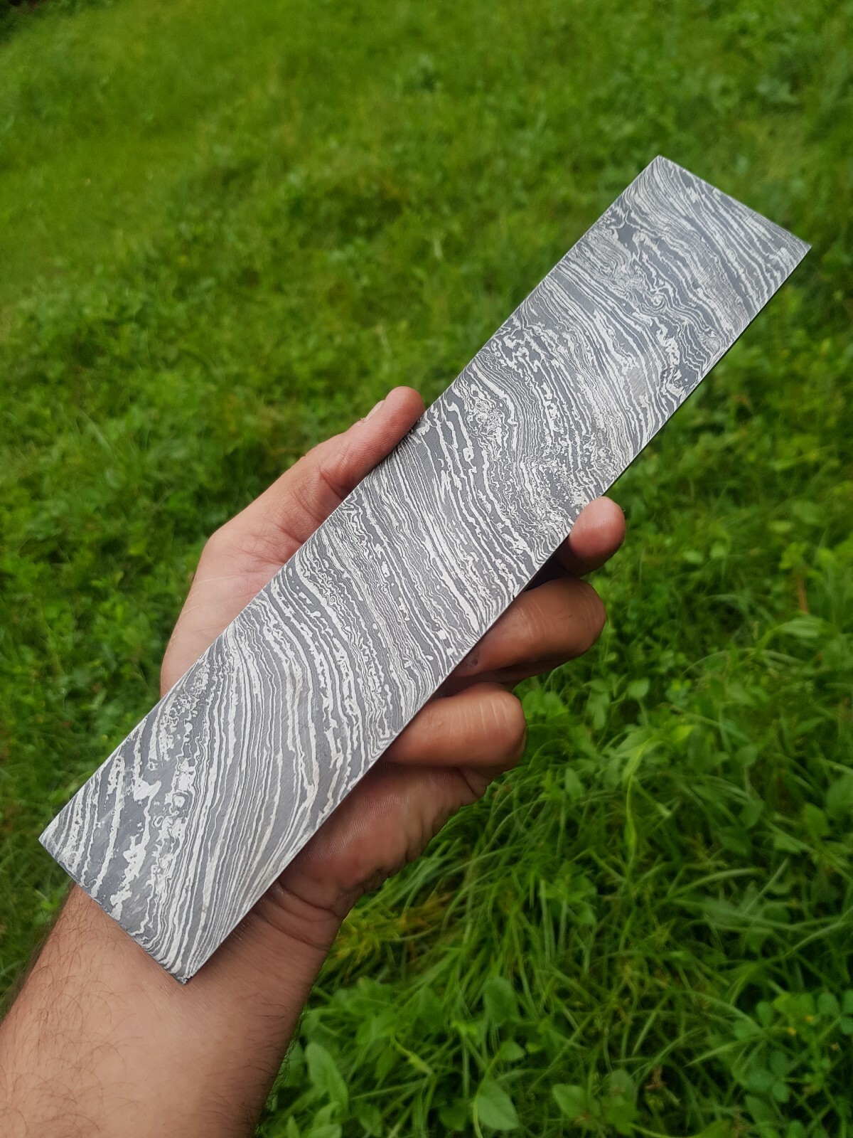 HAND FORGED DAMASCUS STEEL BILLET BAR FIRE PATTERN AH-.1063