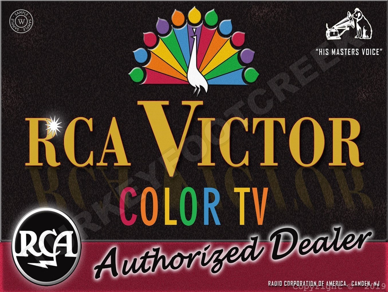RCA Victor Color TV Authorized Dealer 9″ x 12″ Metal Sign