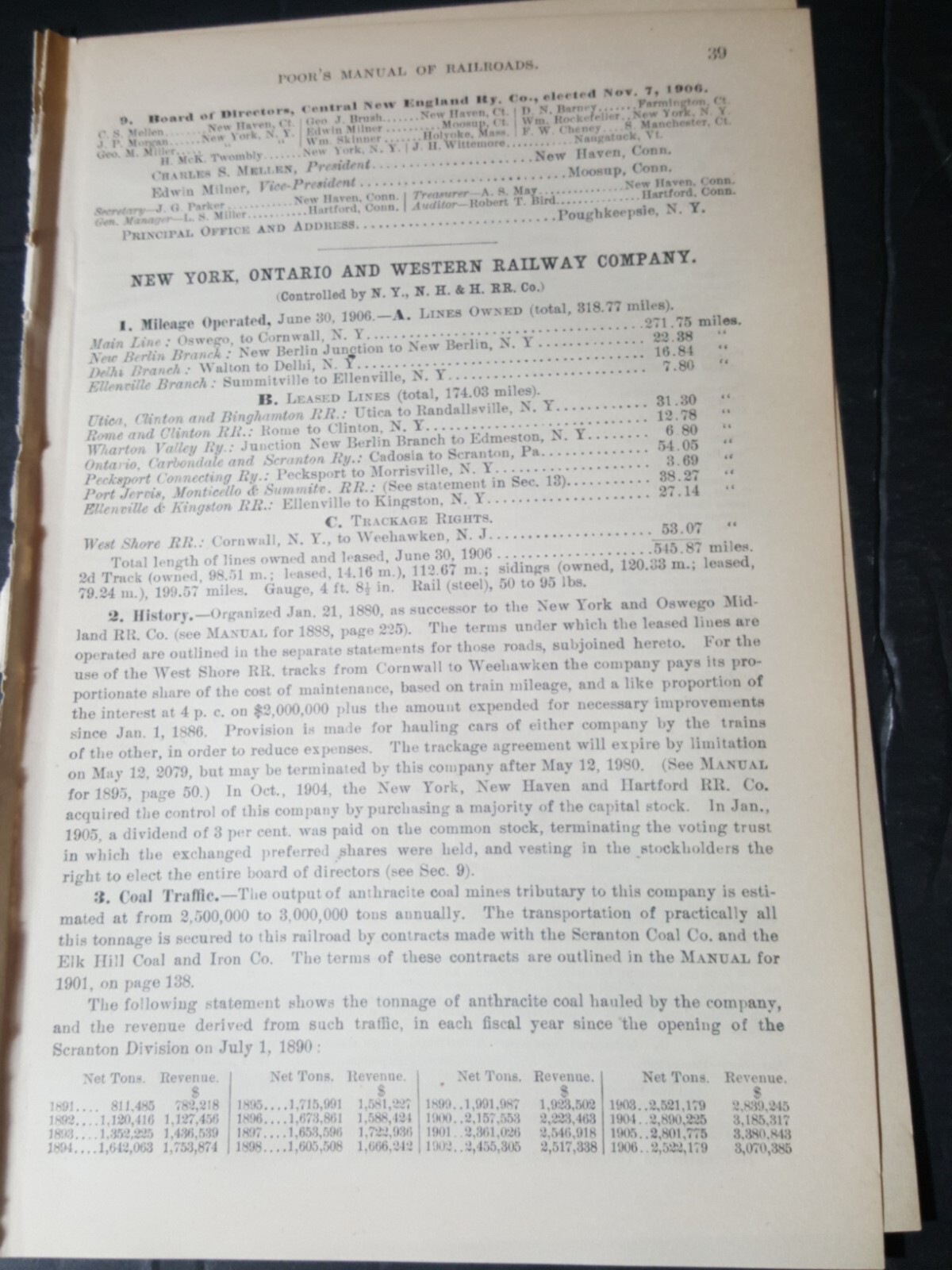 1907 train report NEW YORK ONTARIO & WESTERN RAILWAY Oswego Cornwall Delhi NY