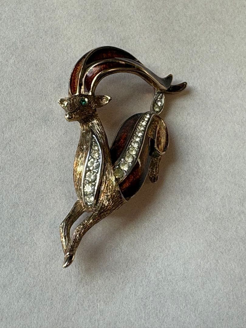 Attwood & Sawyer Vintage Deer Brooch 1950s Costume Jewelry Used