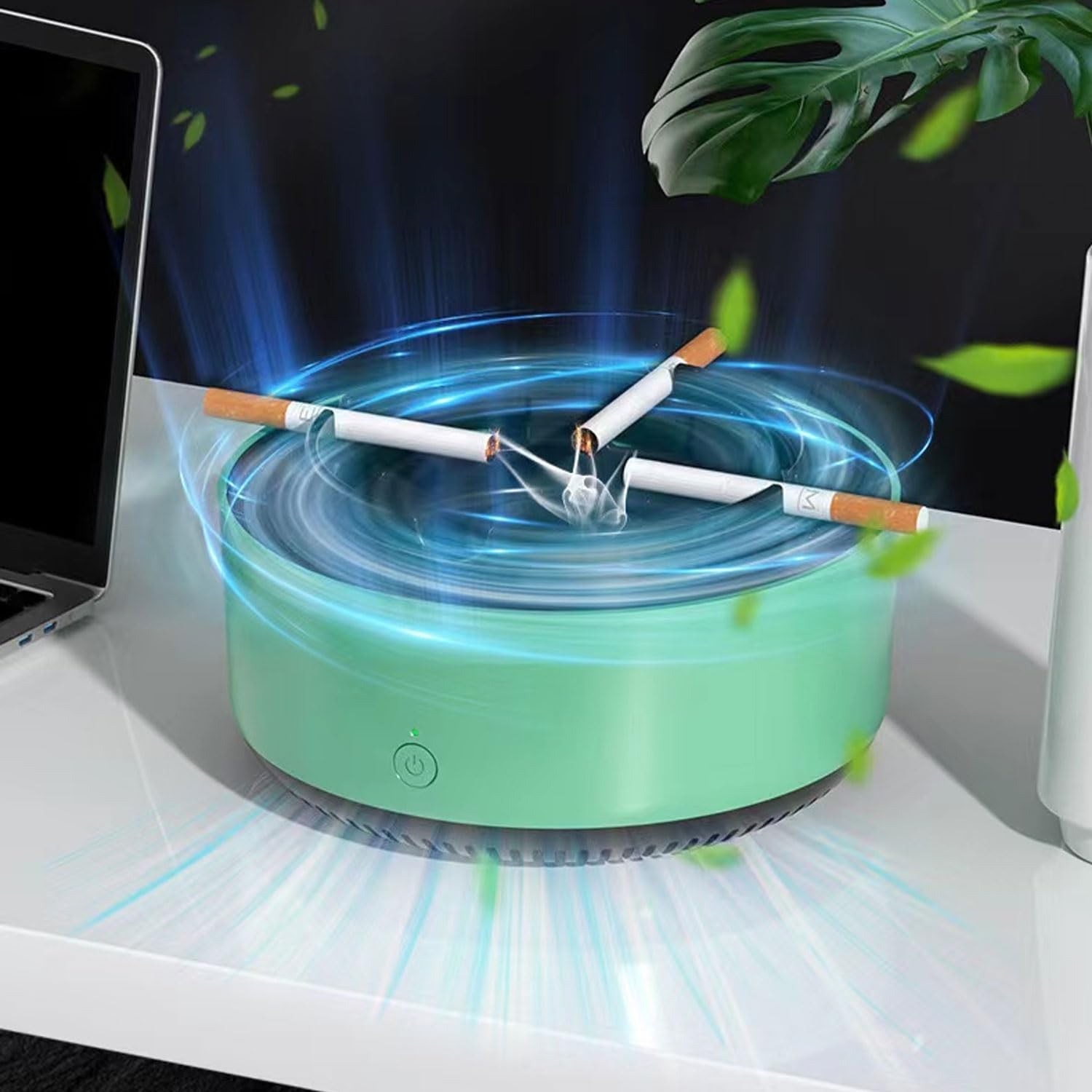 2 in 1 Multifunctional indoor smokeless ashtray, 360 °surround suction intell…