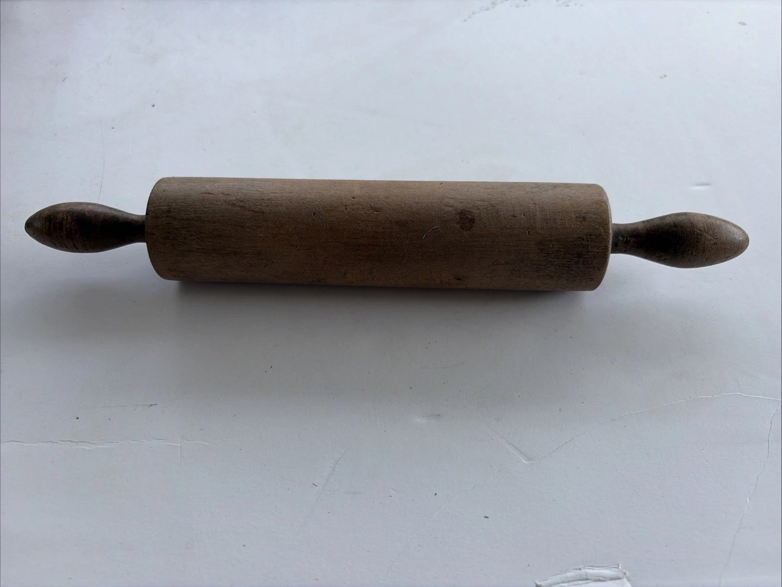 Vintage Farmhouse Solid Wooden 6” Rolling Turned Ends 10 3/8” Overall Childs ??