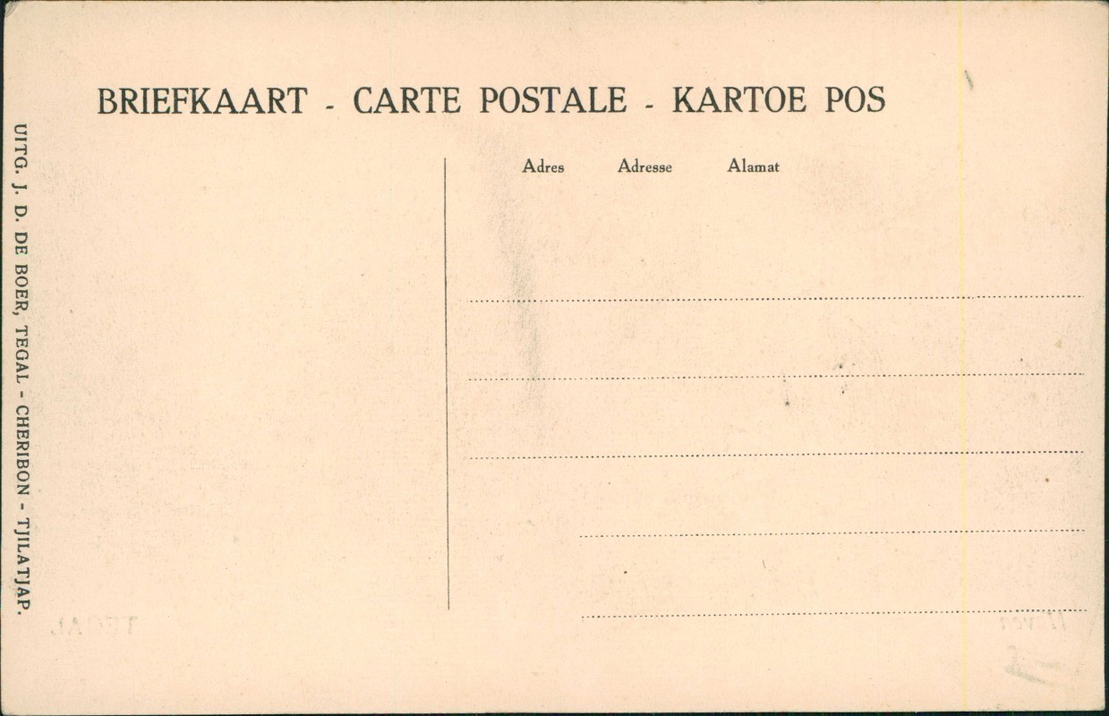 Postcard Tegal Java Harbour Sailboat 1912 Indonesia