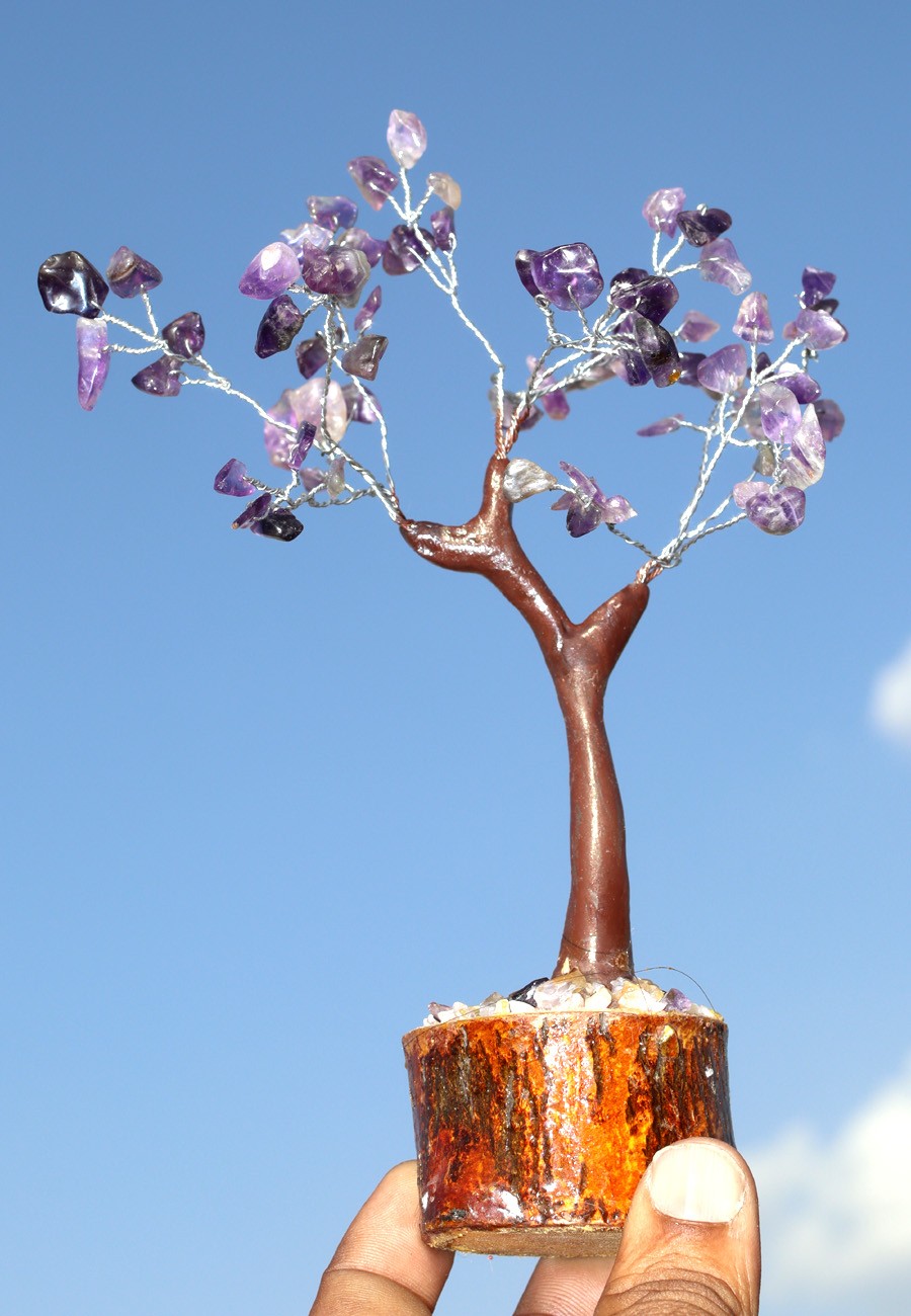 75 + Natural Amethyst Gemstones Silver Branches Bonsai Tree Decor GW