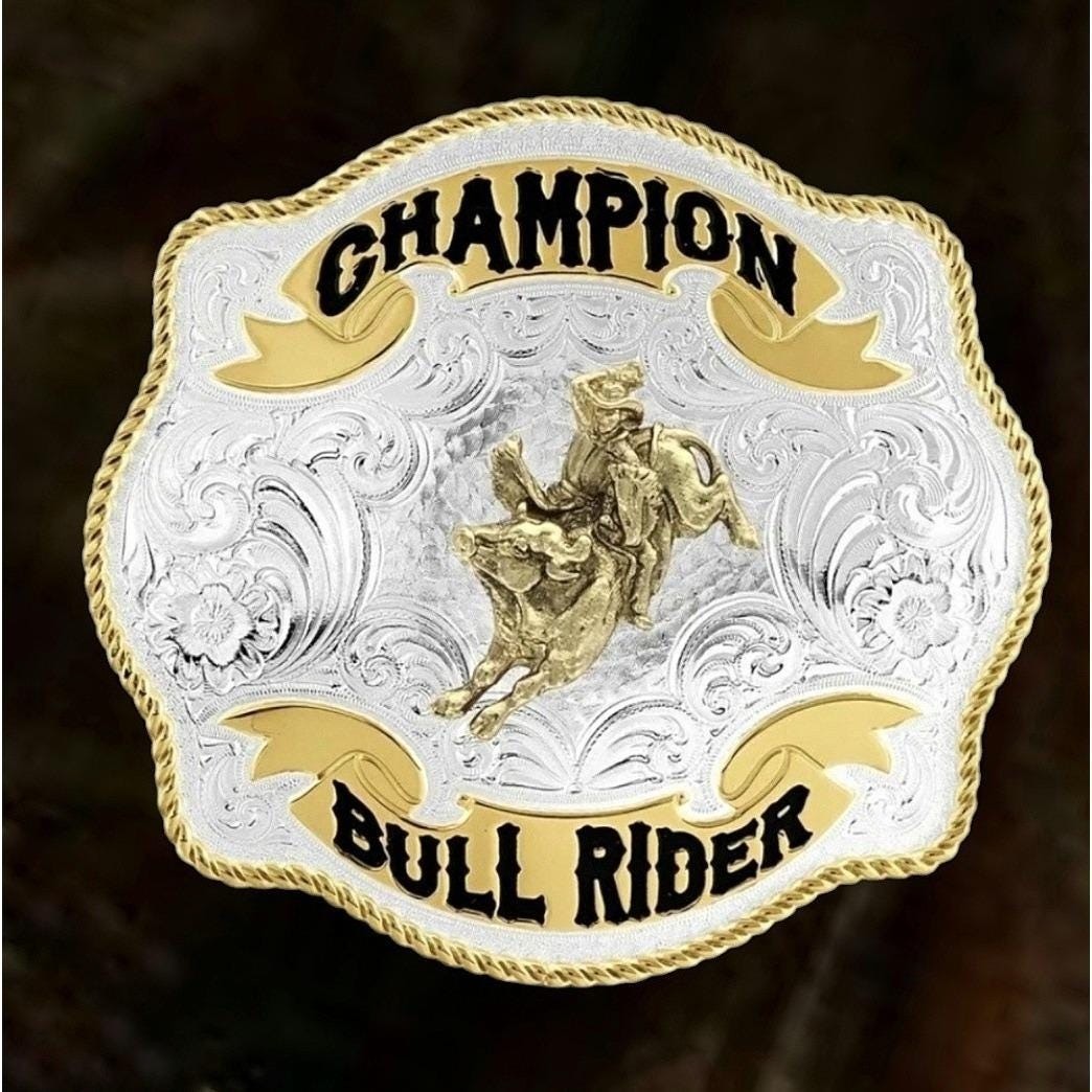 Montana Silversmiths Fine Silver Champion Bull Rider Buckle – Retail $150 – NEW