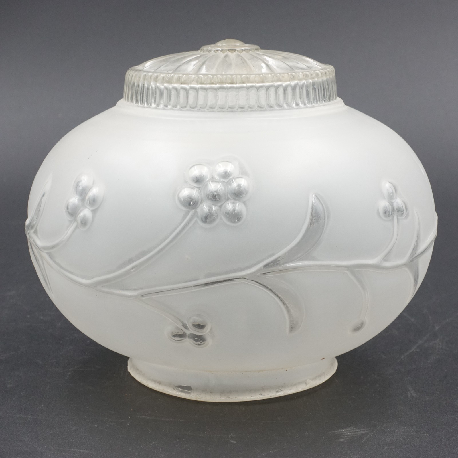 Ceiling Globe Light Round Oval Frosted Dots and Vines Clear Top 6″ Vintage