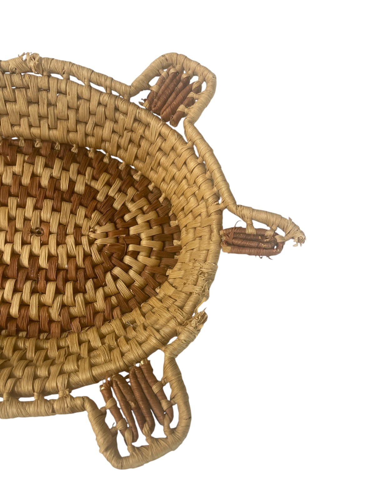 Handmade Woven Turtle Basket Decorative Collectible Natural Fiber Animal Shape