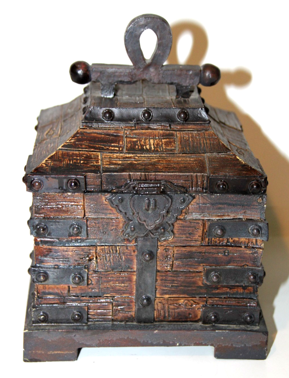 Vintage Wooden Pirate Treasure Chest Jewelry Trinket Storage Box Rustic Gothic