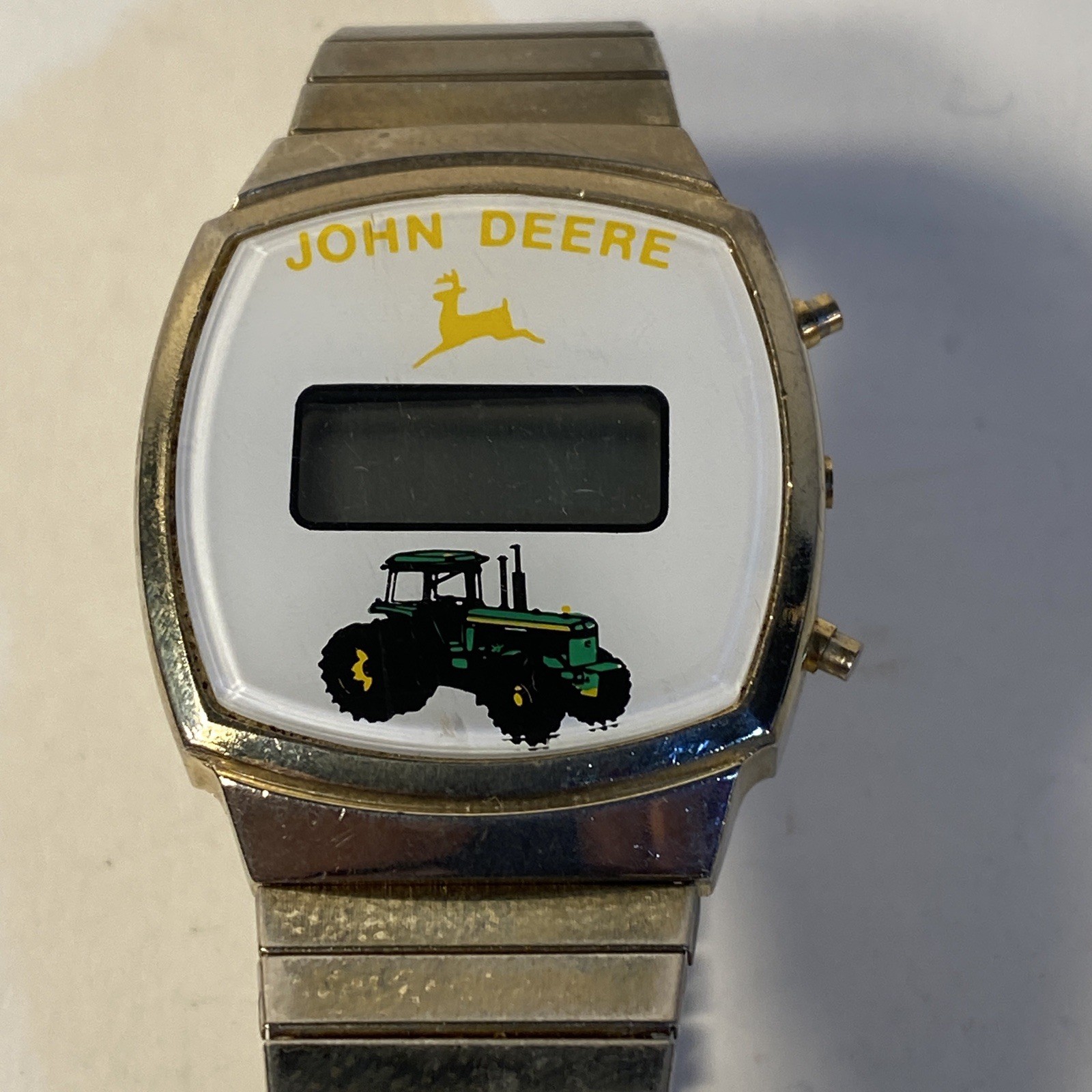 Nice Vintage John Deere Tractor LCD Digital Watch Stretch Band Not Working