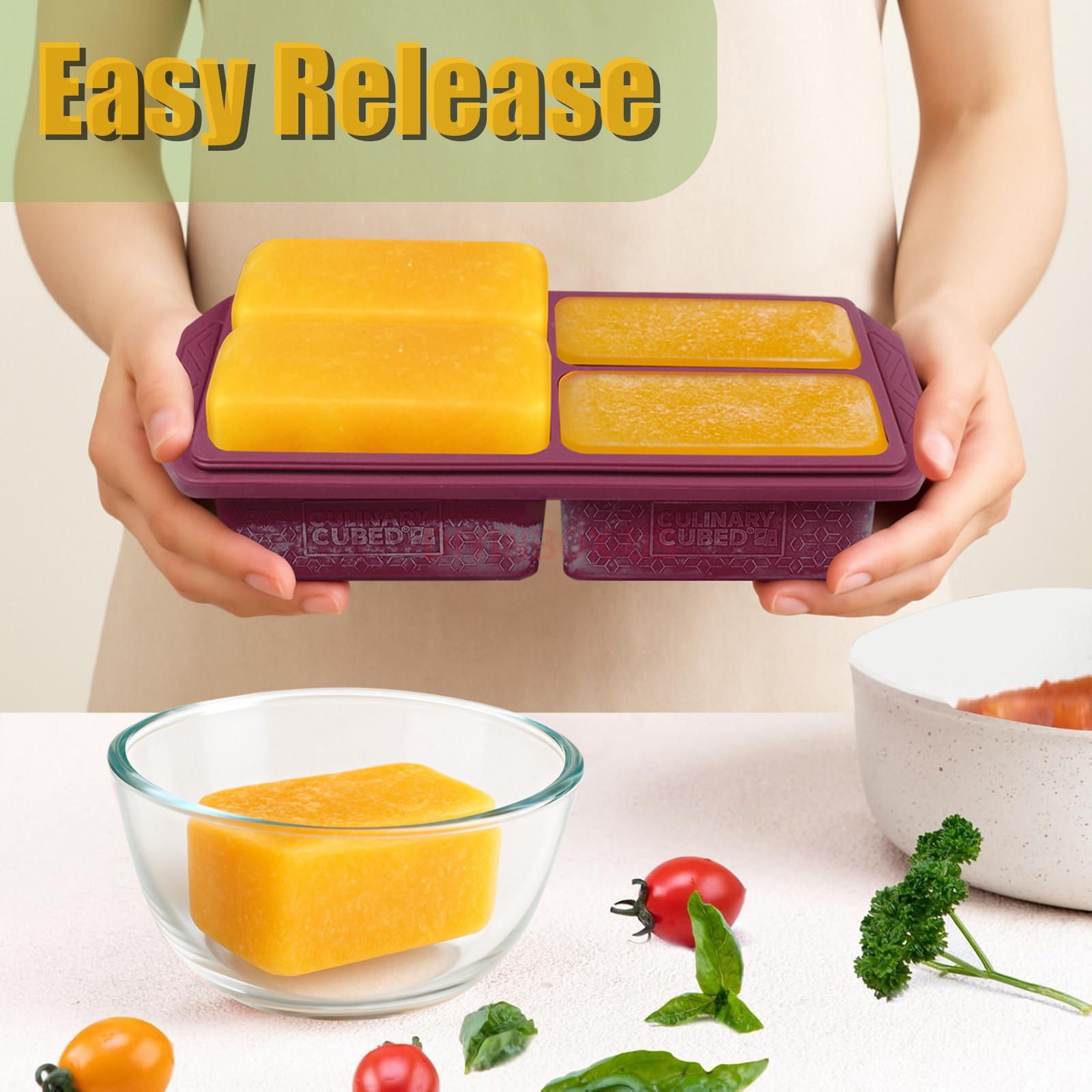 CulinaryCubed Silicone Freezer 4 Compartments Meal Prep Food Storage Containers
