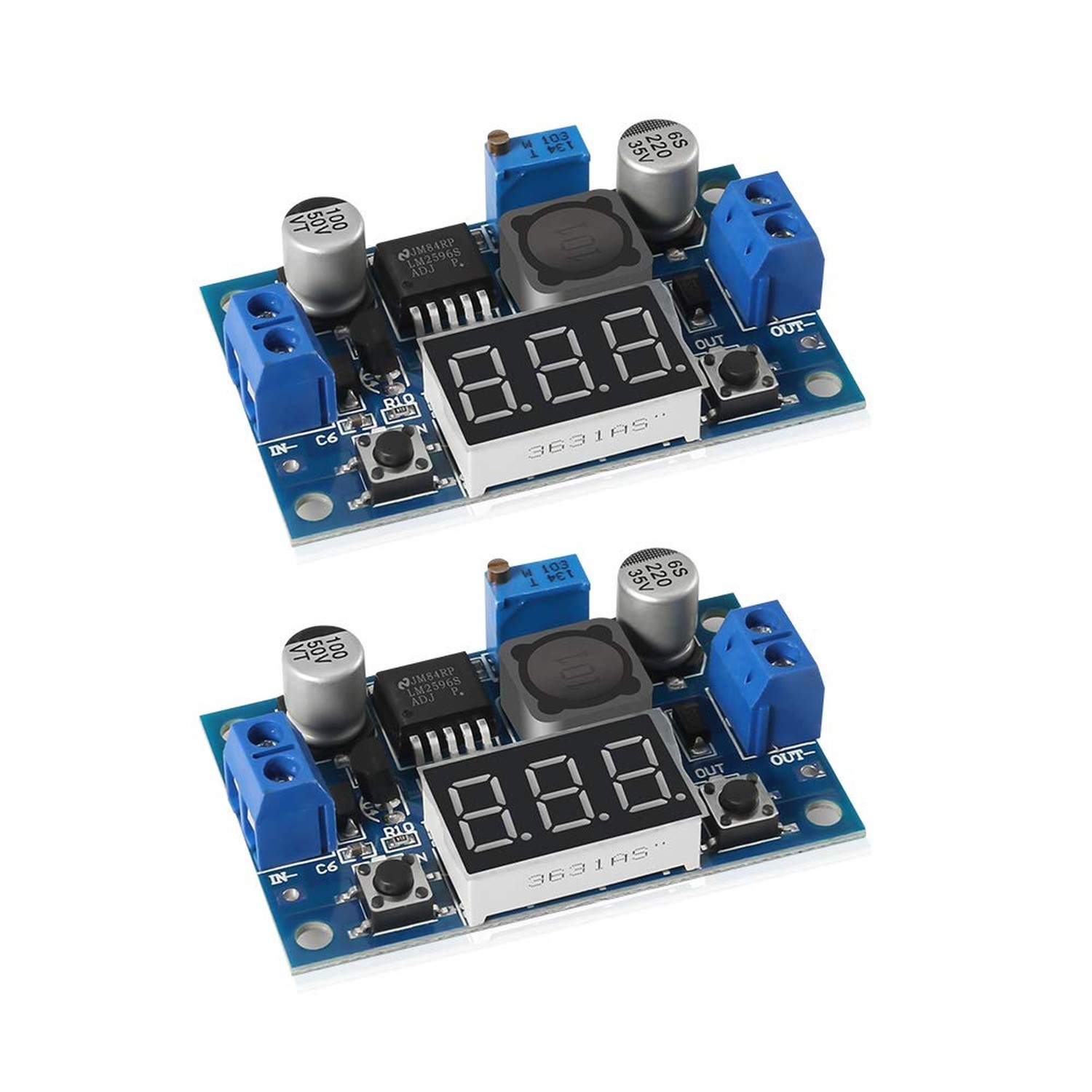 2pcs LM2596 Adjustable Voltage Regulator 4.0-40V to 1.25-37V DC 36V to 24V to…
