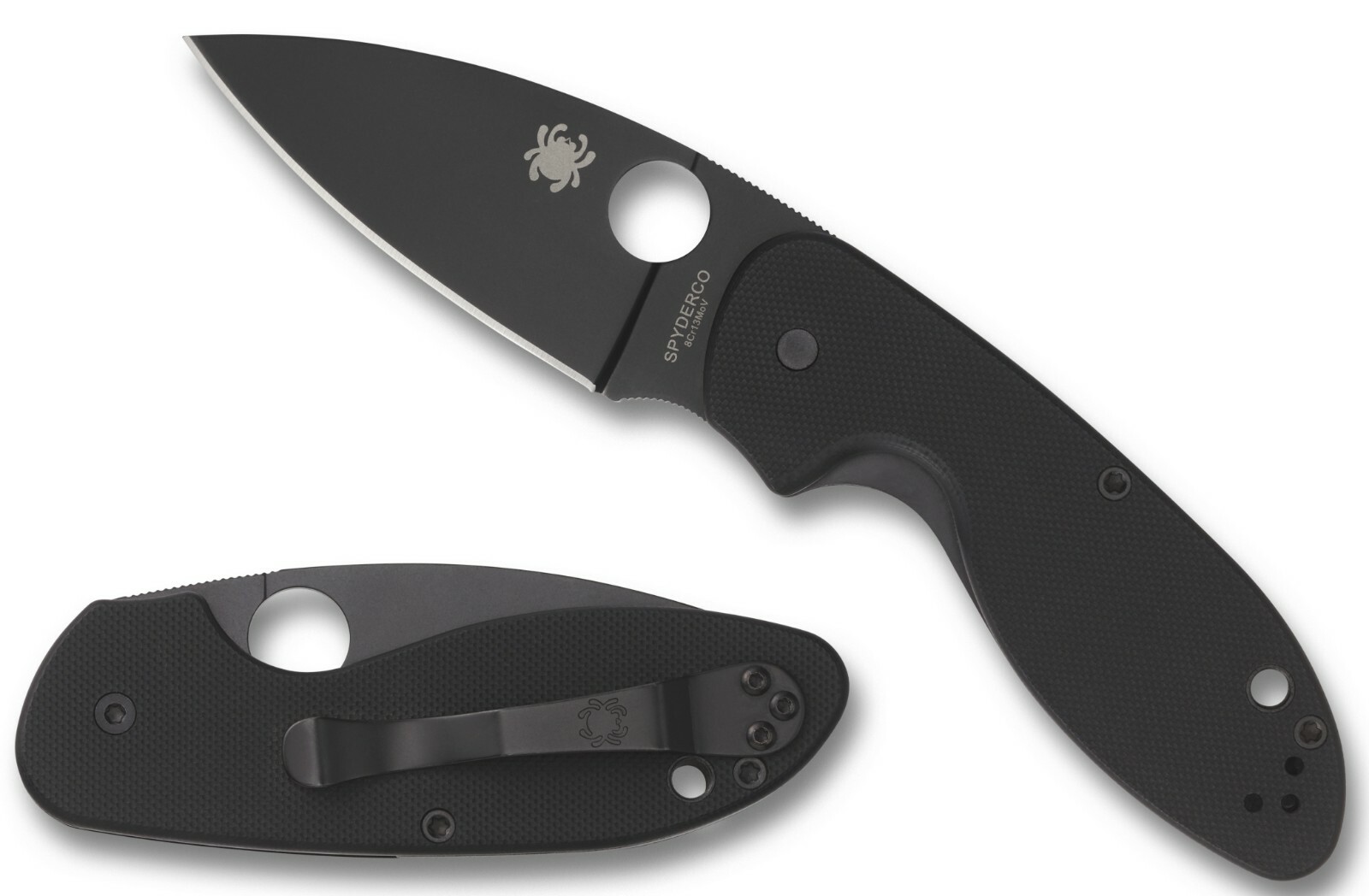 SPYDERCO Efficient Numbered, Black Oxide Plain, Blade Blk G10 Handles C216GPBBK