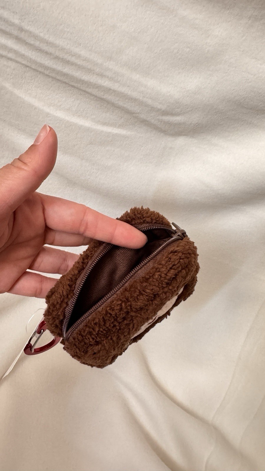 Monchhichi Boy Fluffy Mini Pouch Keychain with Carabiner Japan Import