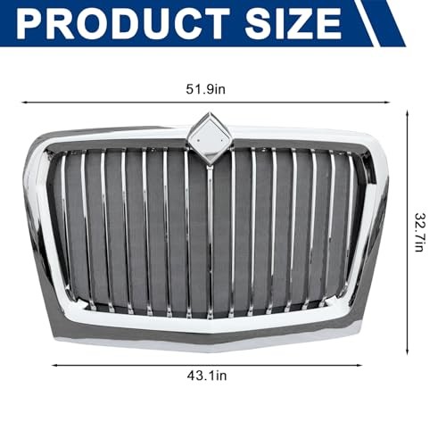 Grill Grille with Bug Screen Compatible with 2018-2023 International Chrome