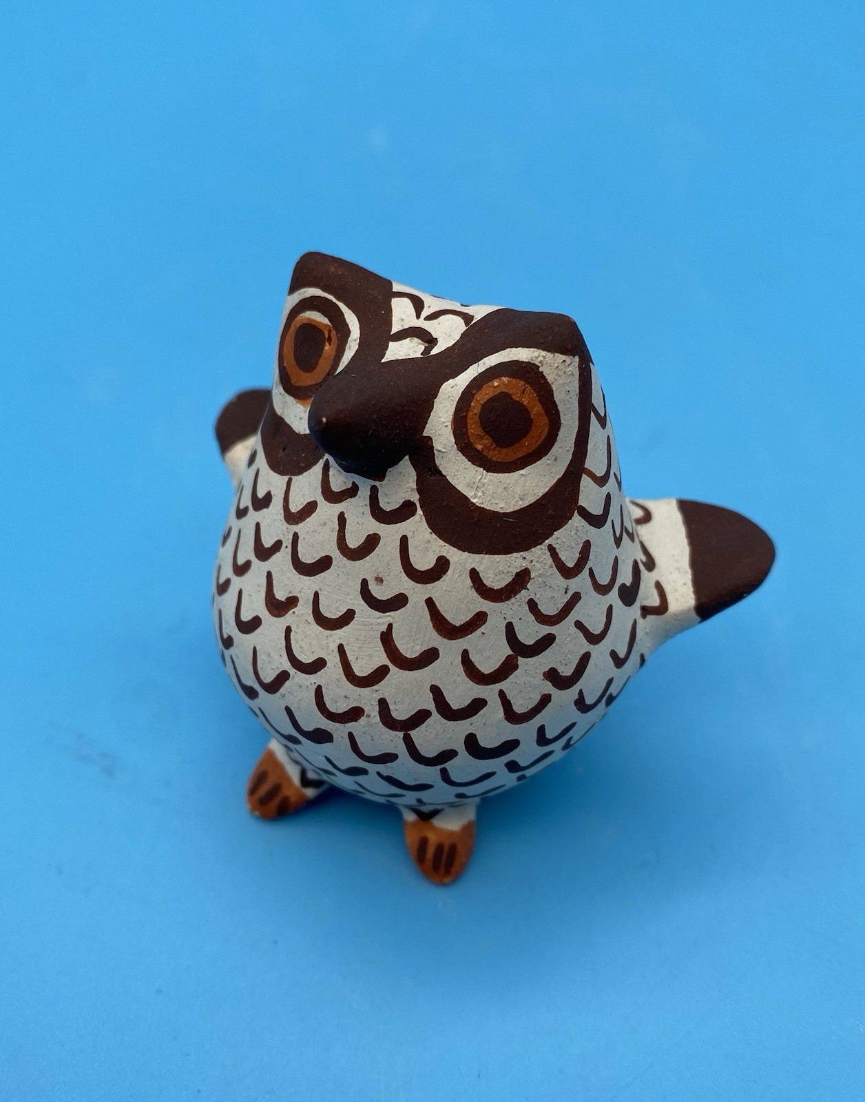 VTG Hand Coiled Pottery Owl Effigy Native American Acoma Pueblo Joyce Leno 2.75″