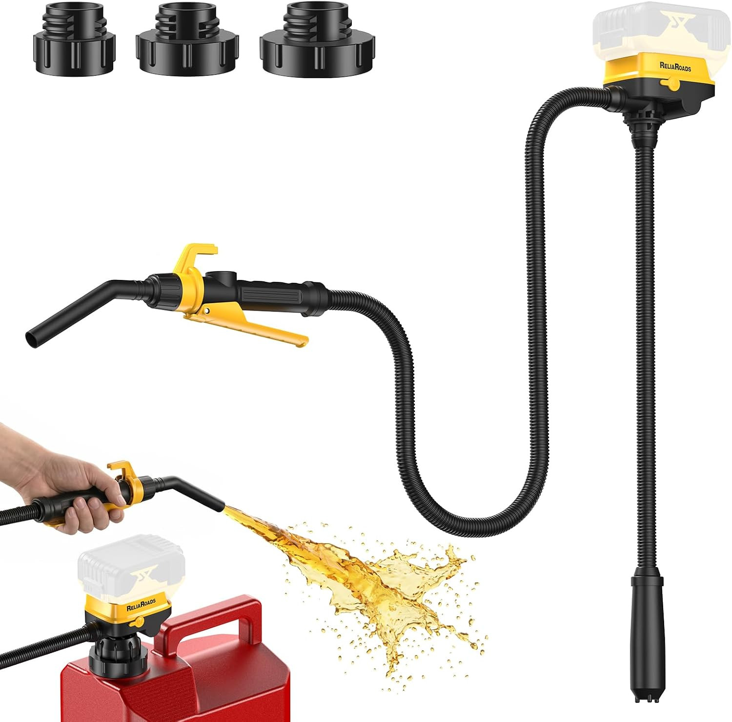 Dual Power Fuel Transfer Pump, Cordless Fuel Pump Compatible with Dewalt 20V and