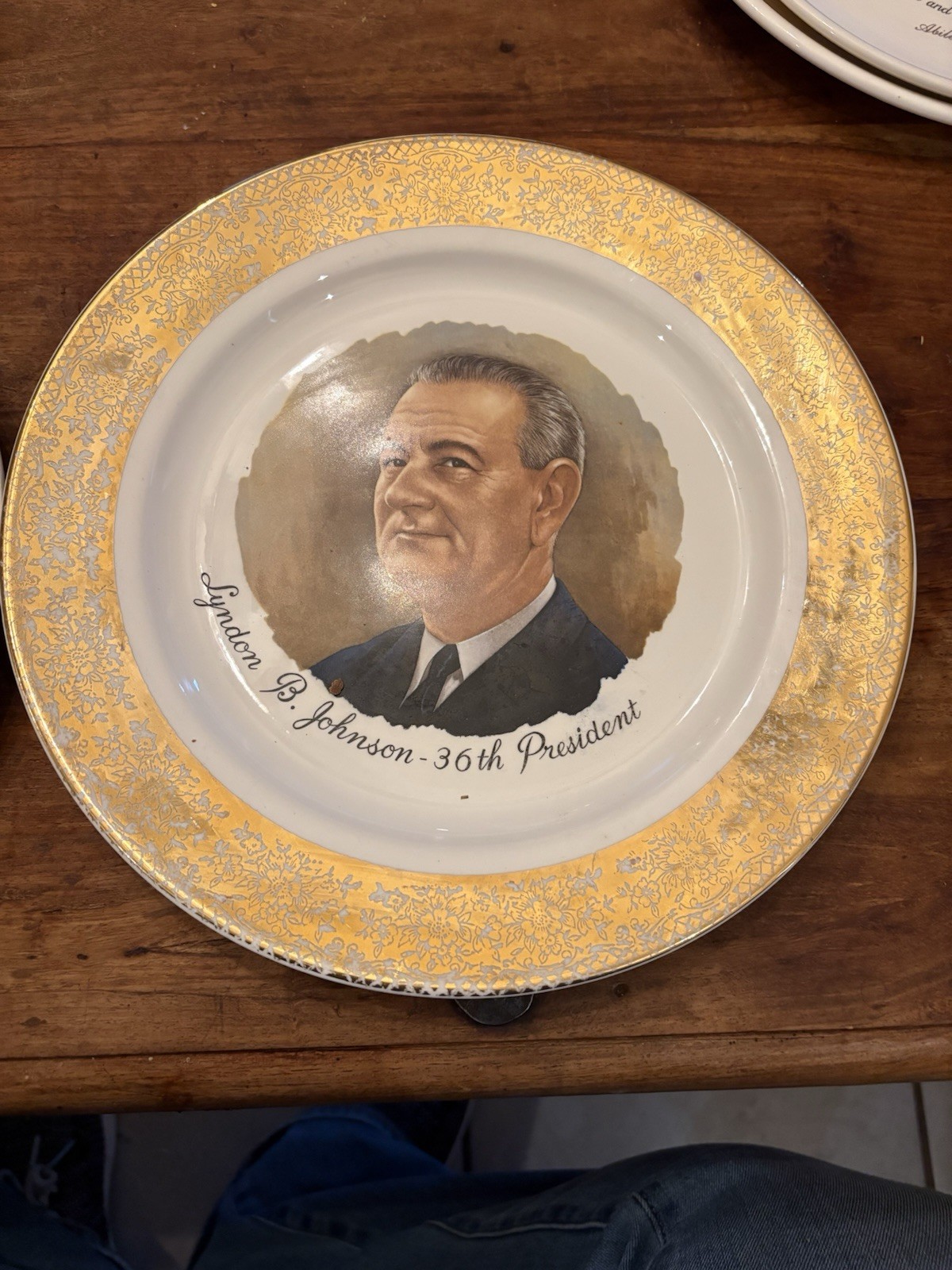 Lyndon B. Johnson & Lady Bird Johnson Commemorative Ceramic Plates Set, Politics