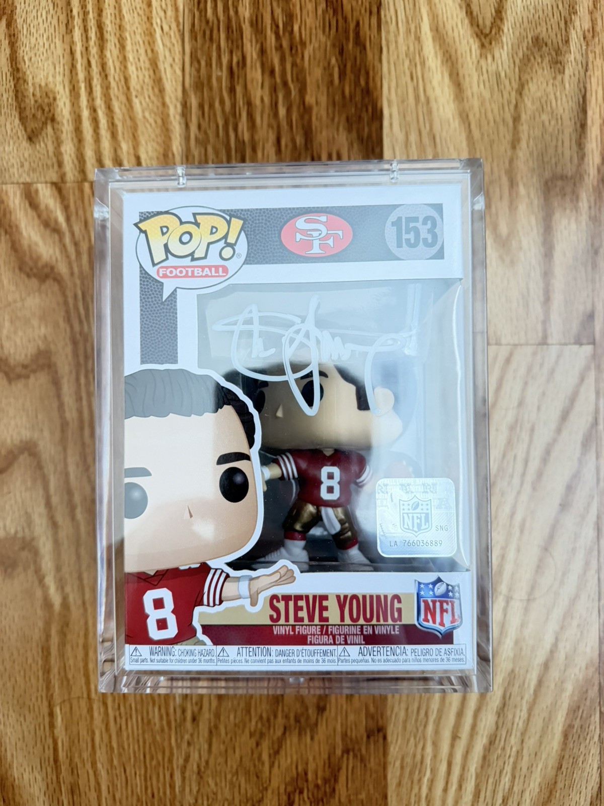 STEVE YOUNG SIGNED AUTOGRAPHED COA RADTKE #153 FUNKO POP SAN FRANCISCO 49ers